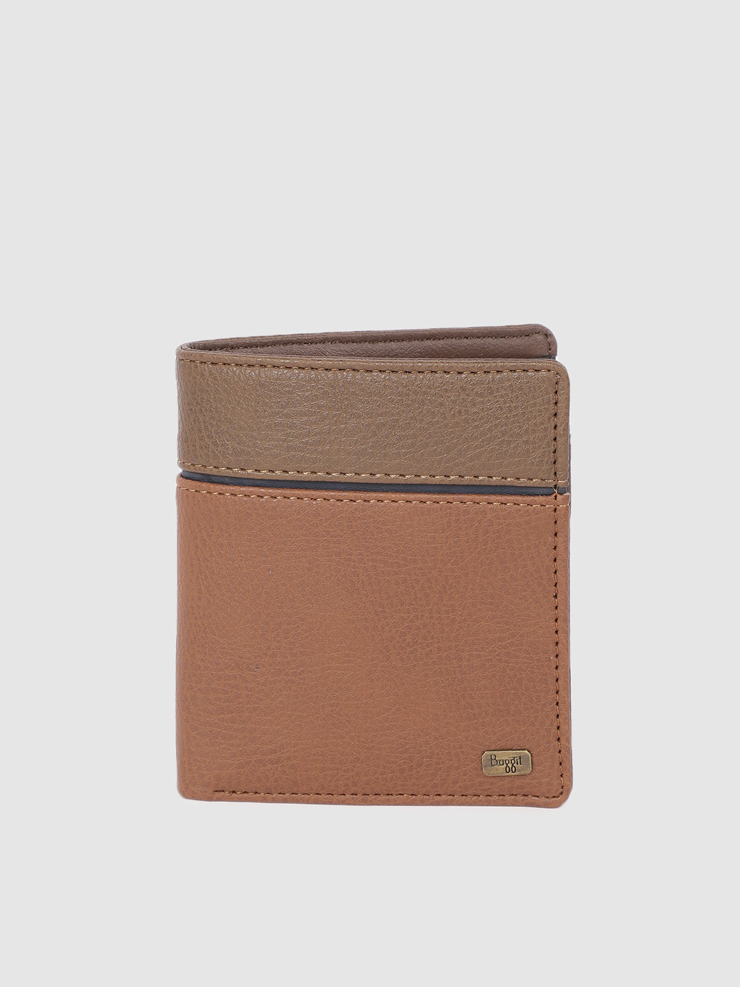 

Baggit Men Tan Brown & Coffee Brown Colourblocked Two Fold Wallet
