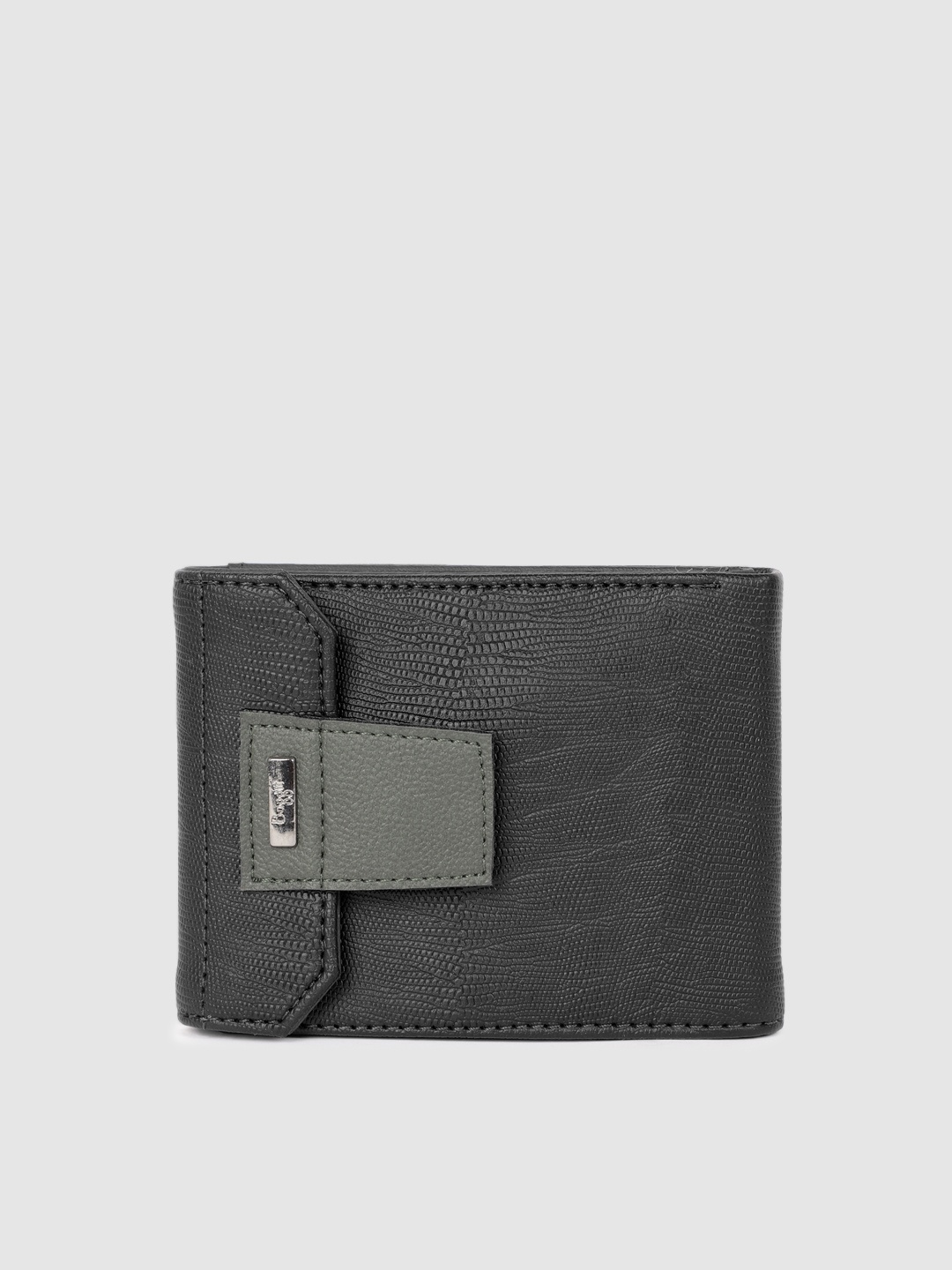 

Baggit Men Black Textured Two Fold Wallet