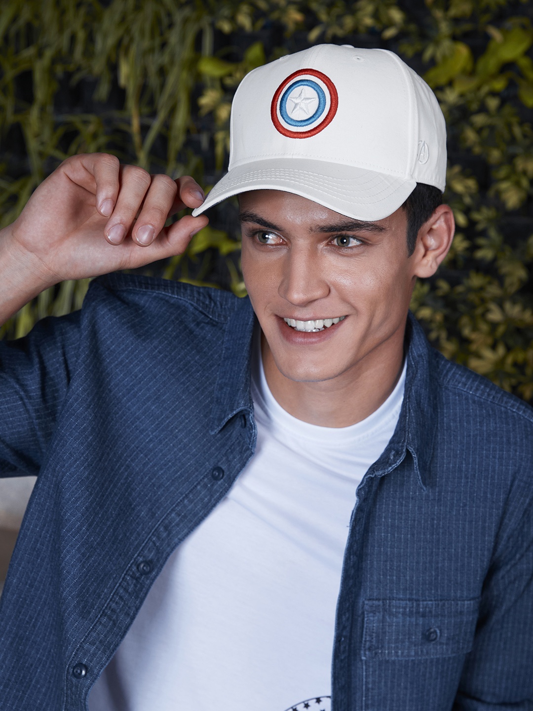 

Kook N Keech Men White Embroidered Captain America Avengers Baseball Cap