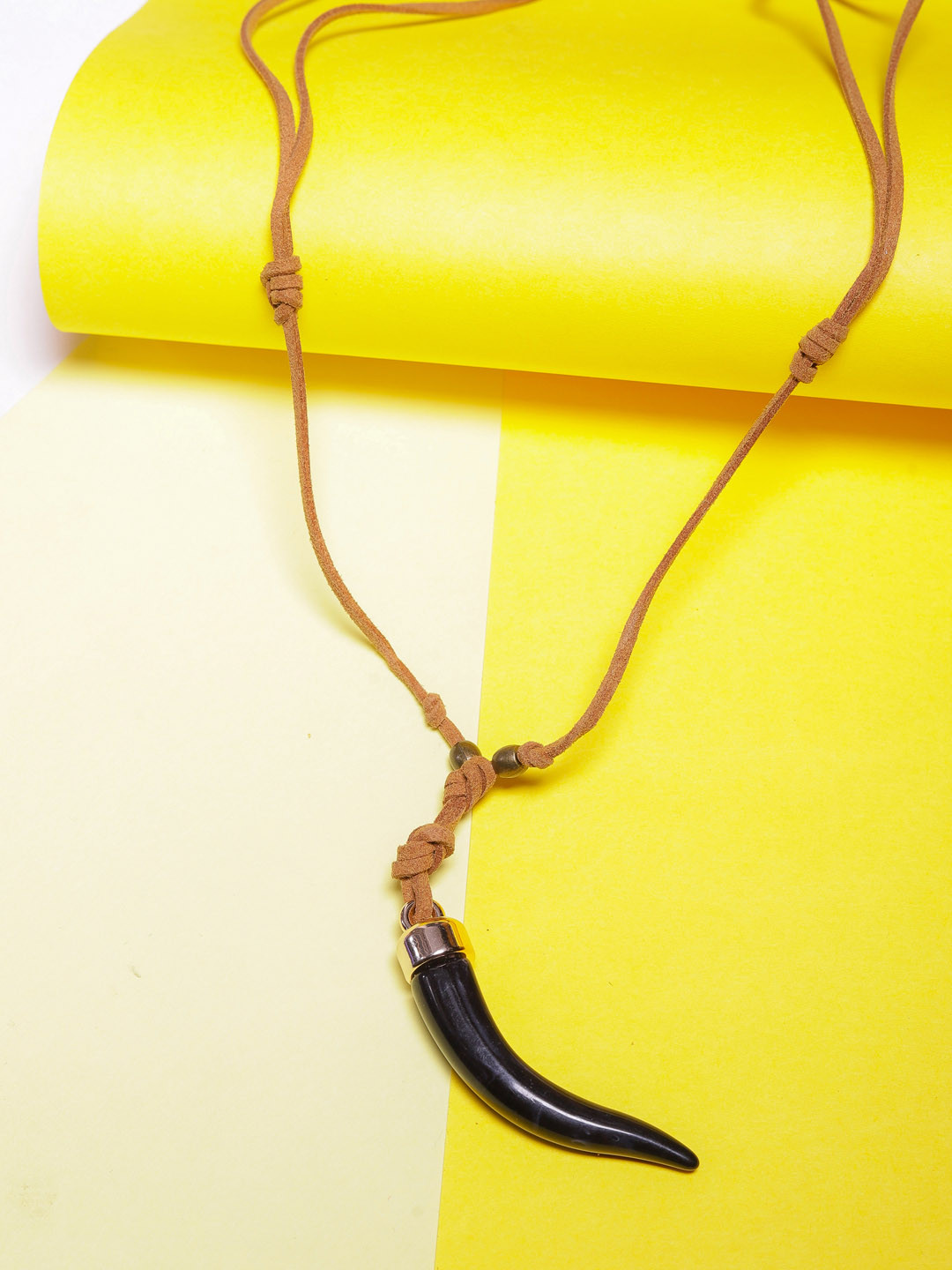 

JEWEL JUNCTION Men Black & Beige Real Stone Embellished Handcrafted Statement Necklace