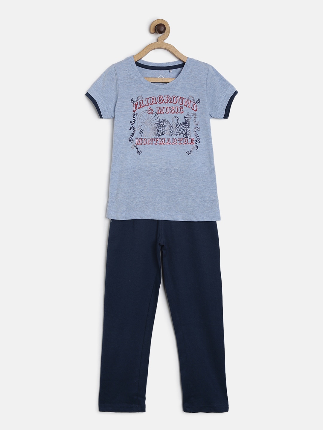 

Sweet Dreams Girls Blue Printed Night suit