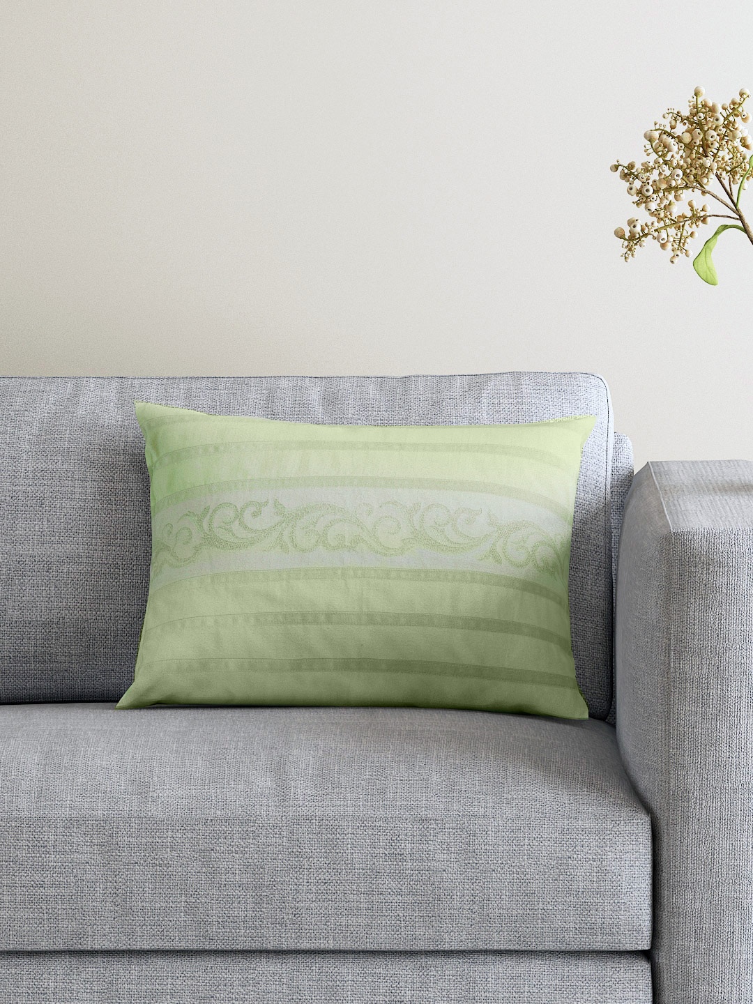 

MASPAR Green Single Embroidered 12'' x 18'' Rectangular Cushion Cover