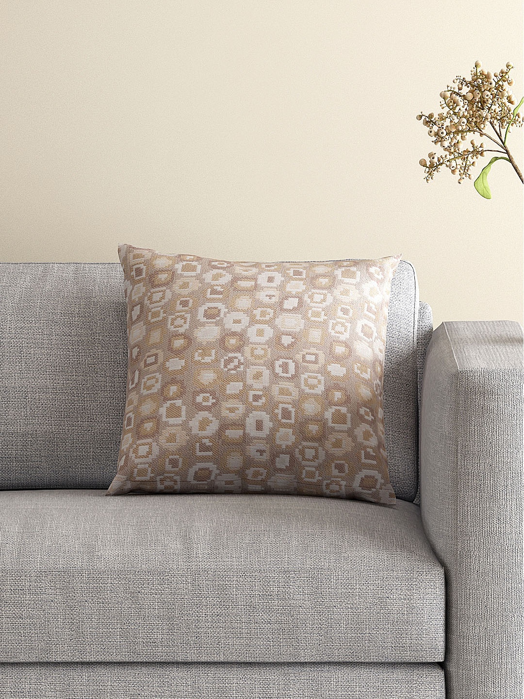 

MASPAR Beige Single Patterned 16'' x 16'' Square Cushion Cover