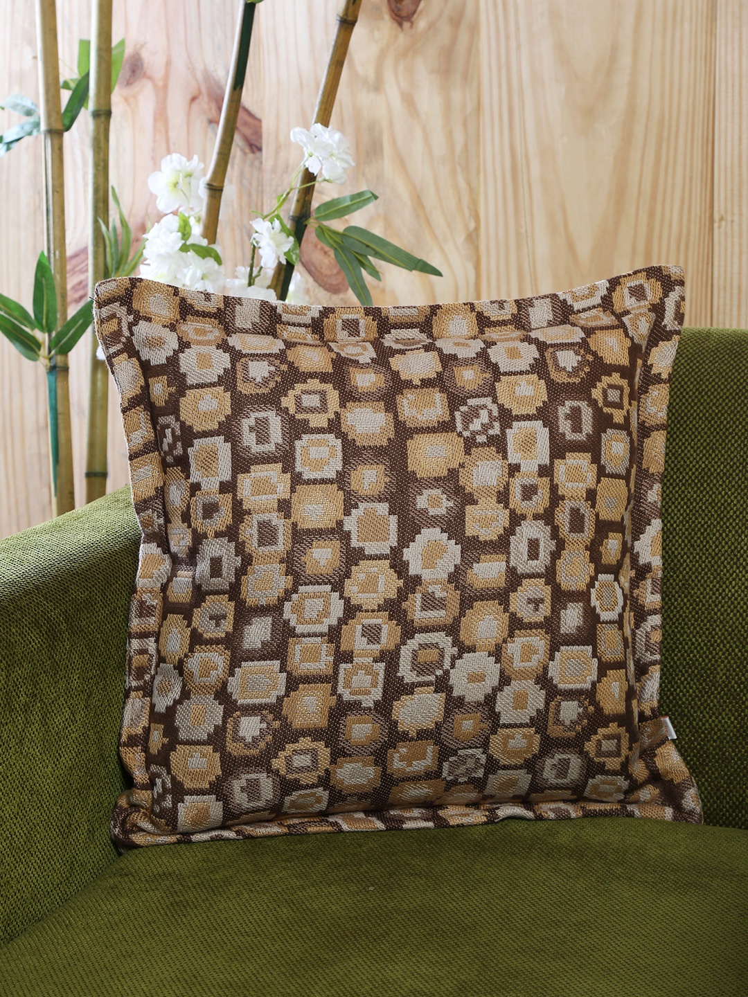 

MASPAR Brown Single Patterned 16'' x 16'' Square Cushion Cover