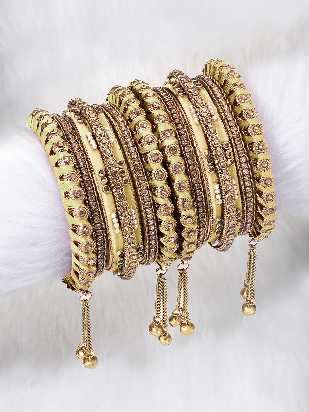 

Peora Women Gold Plated Embellished Chura Bangle Set