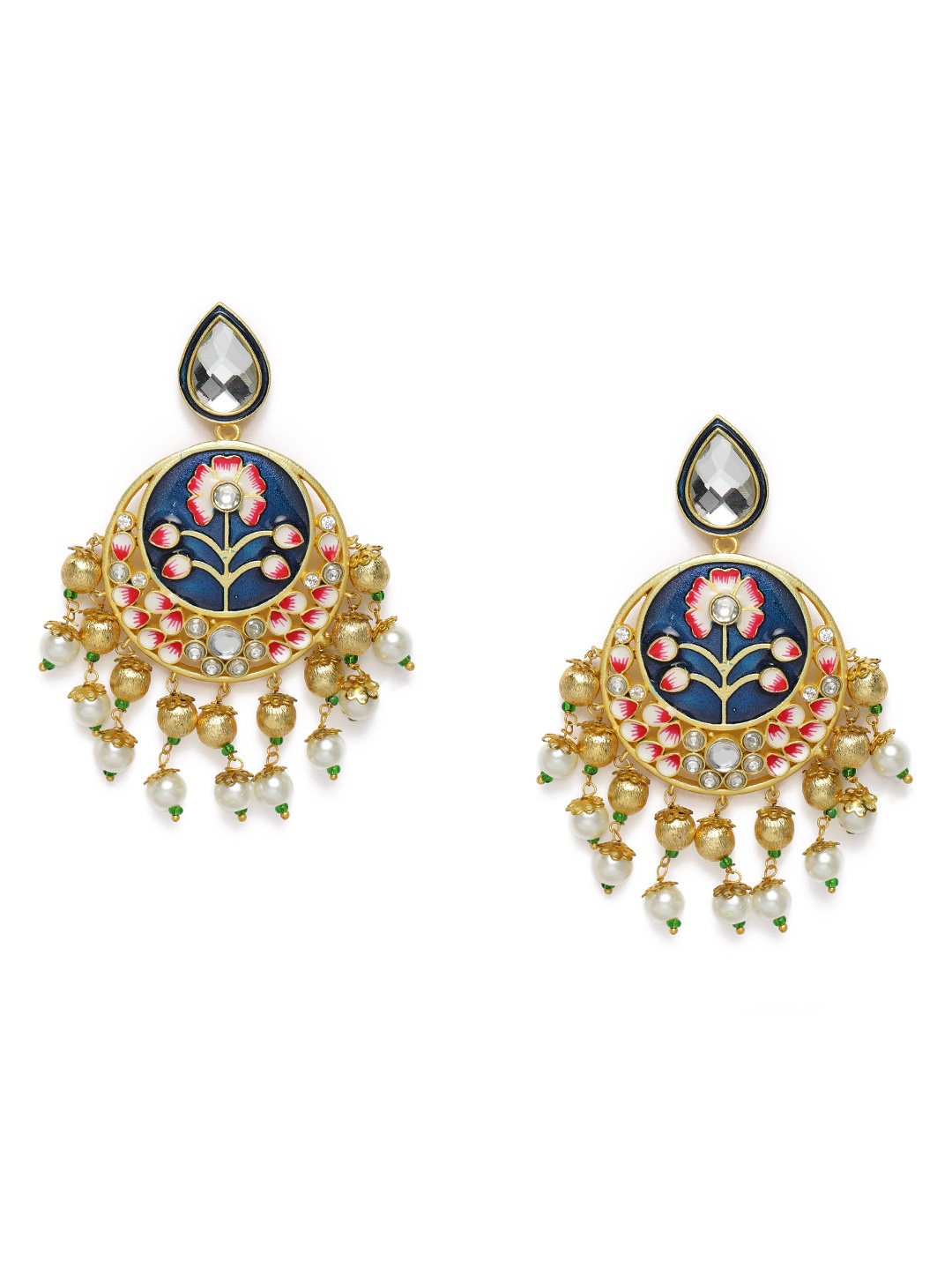 

Peora Gold-Plated & Blue Enamelled Classic Drop Earrings