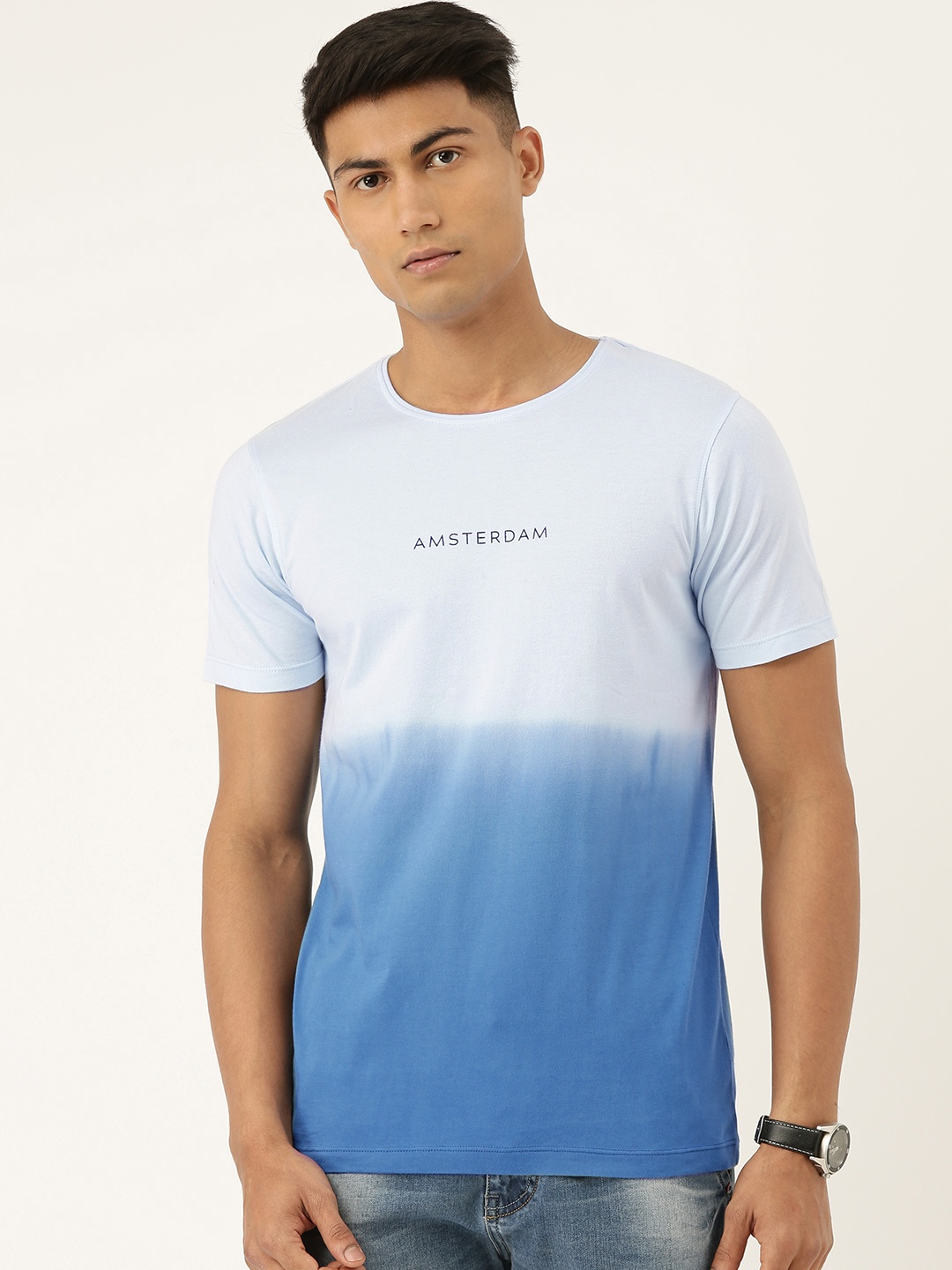 

Difference of Opinion Men Blue Dyed Round Neck T-shirt