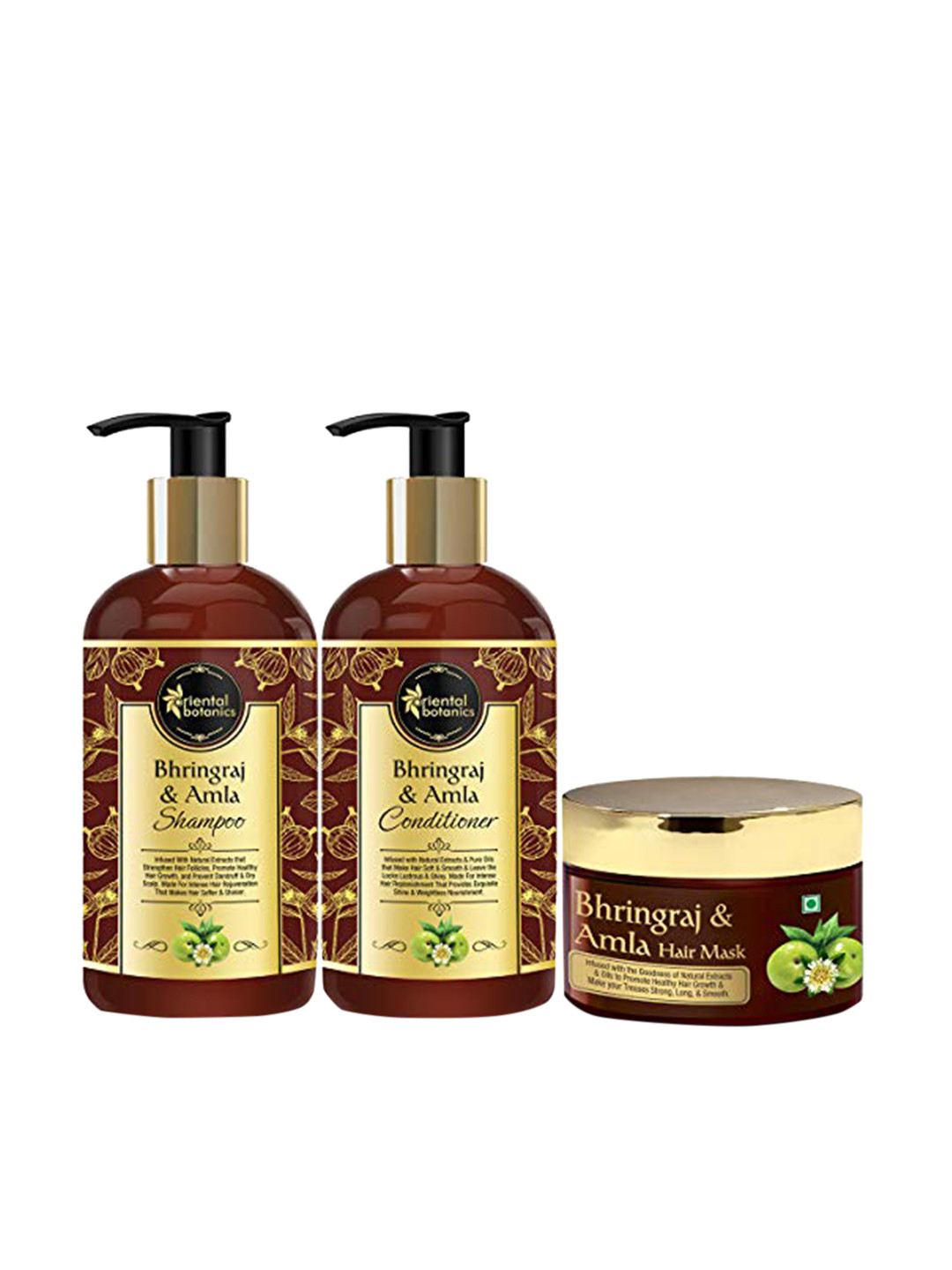 

Oriental Botanics Bhringraj & Amla Hair Shampoo & Conditioner With Hair Mask 800ml, Red