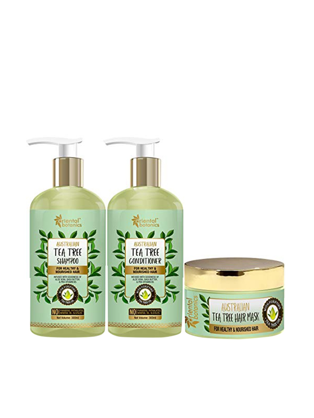 

Oriental Botanics Unisex Australian Tea Tree Shampoo with Conditioner & Mask, Green