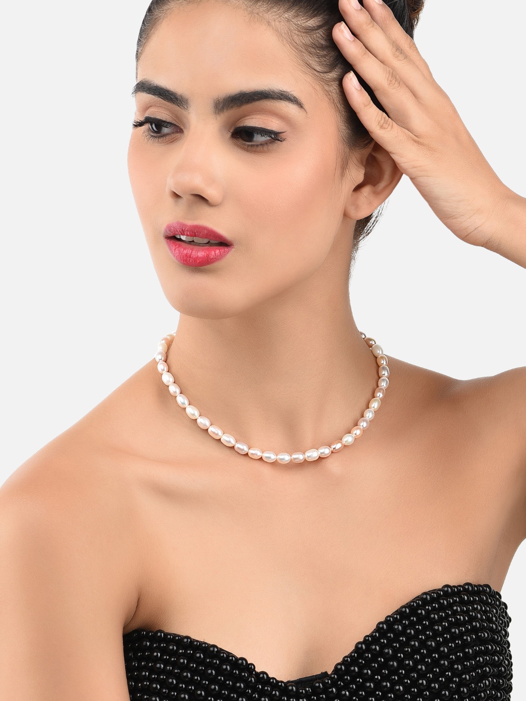 

Zaveri Pearls Fresh Water Rice Pearls 5-6 mm AAA+ Quality Necklace, Multi