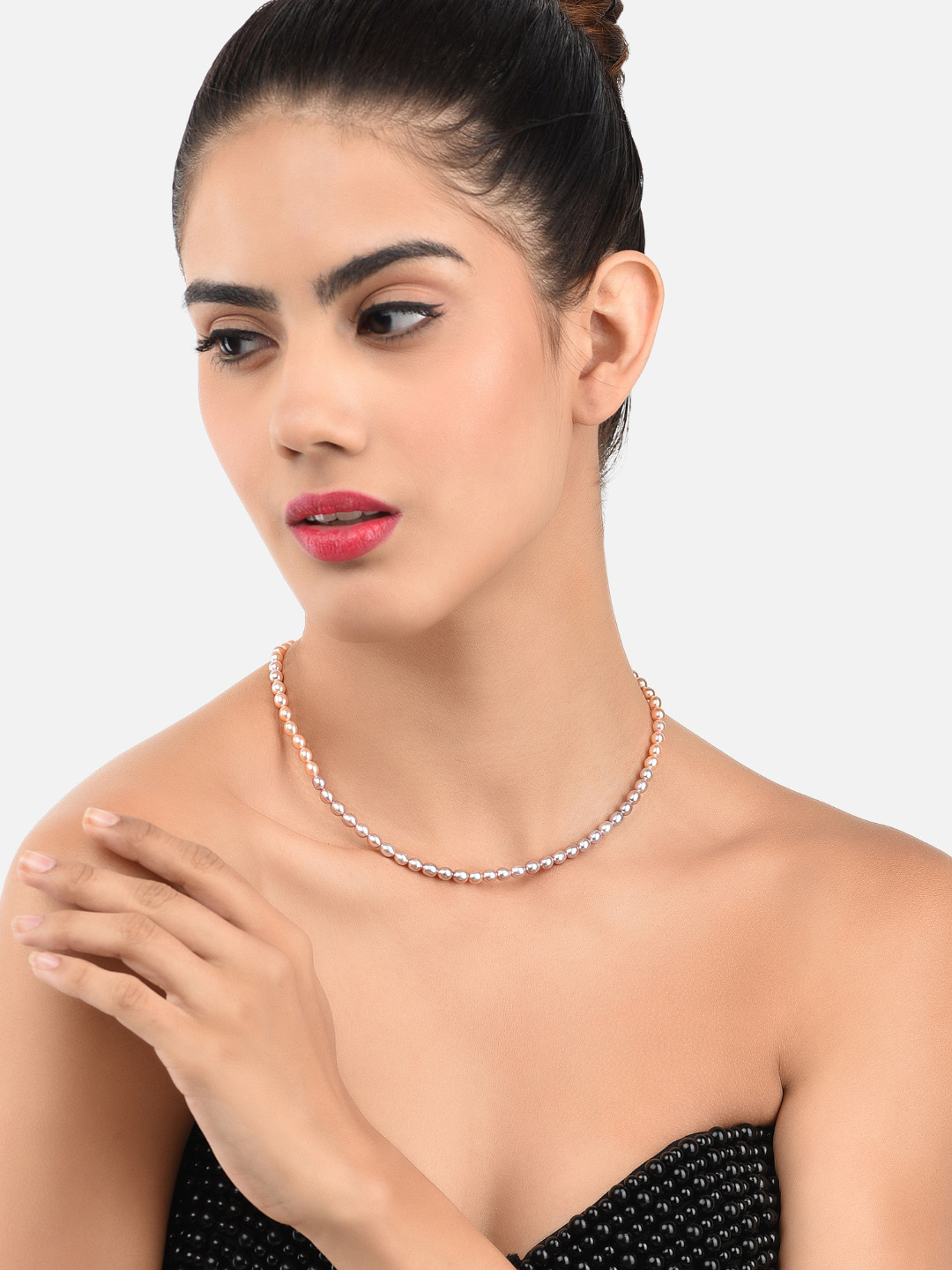 

Zaveri Pearls Fresh Water Rice Pearls 4-5 mm AAA+ Quality Necklace, Multi