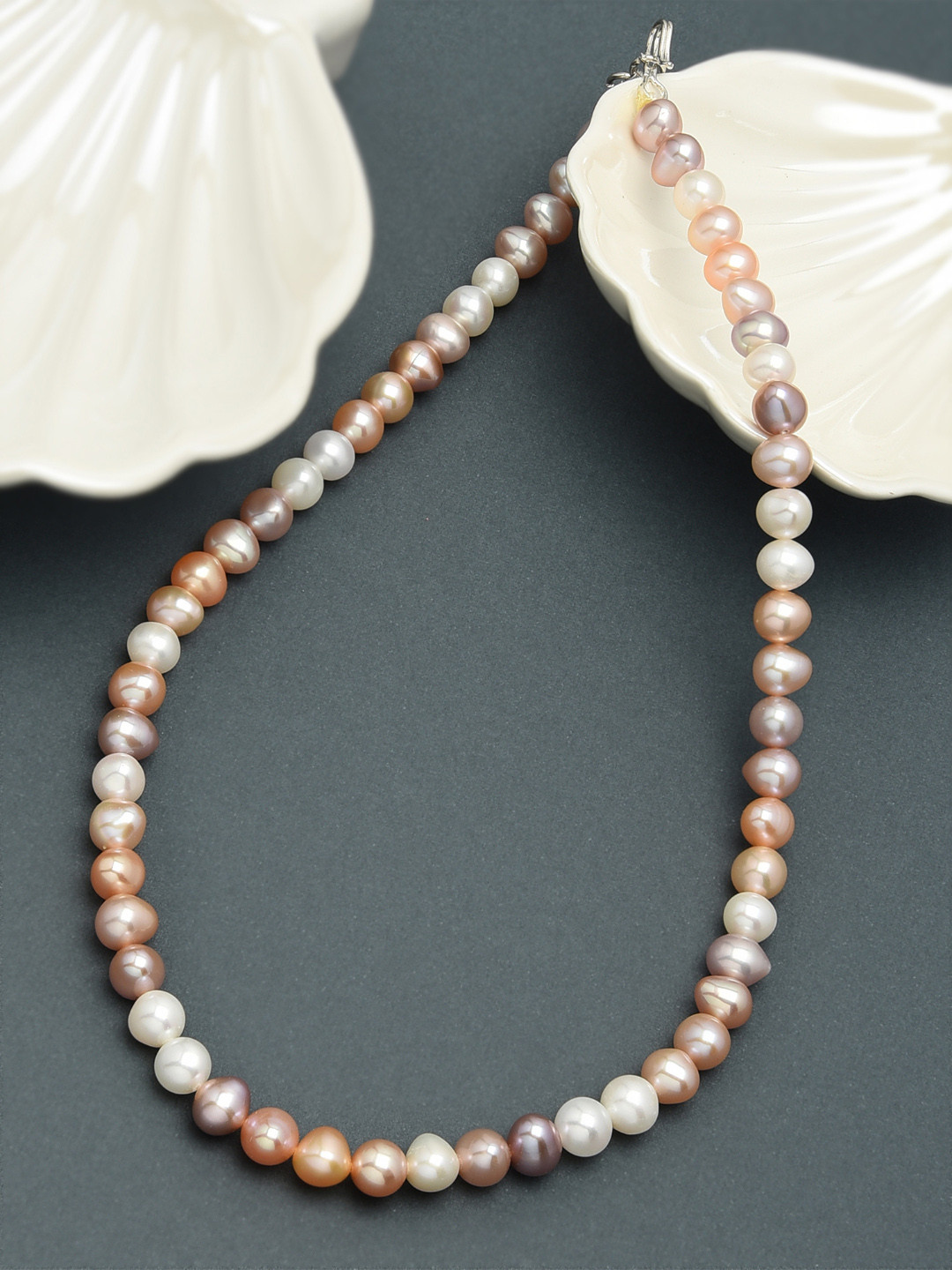 

Zaveri Pearls Fresh Water Round Pearls 6-7 mm AAA+ Quality Necklace, Multi