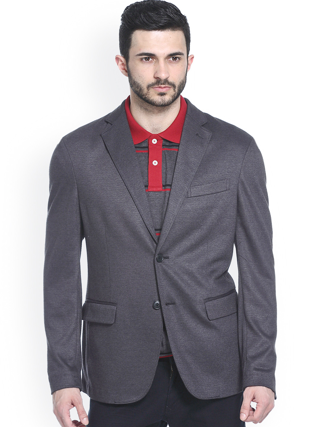 

Basics Grey Single-Breasted Slim Fit Blazer