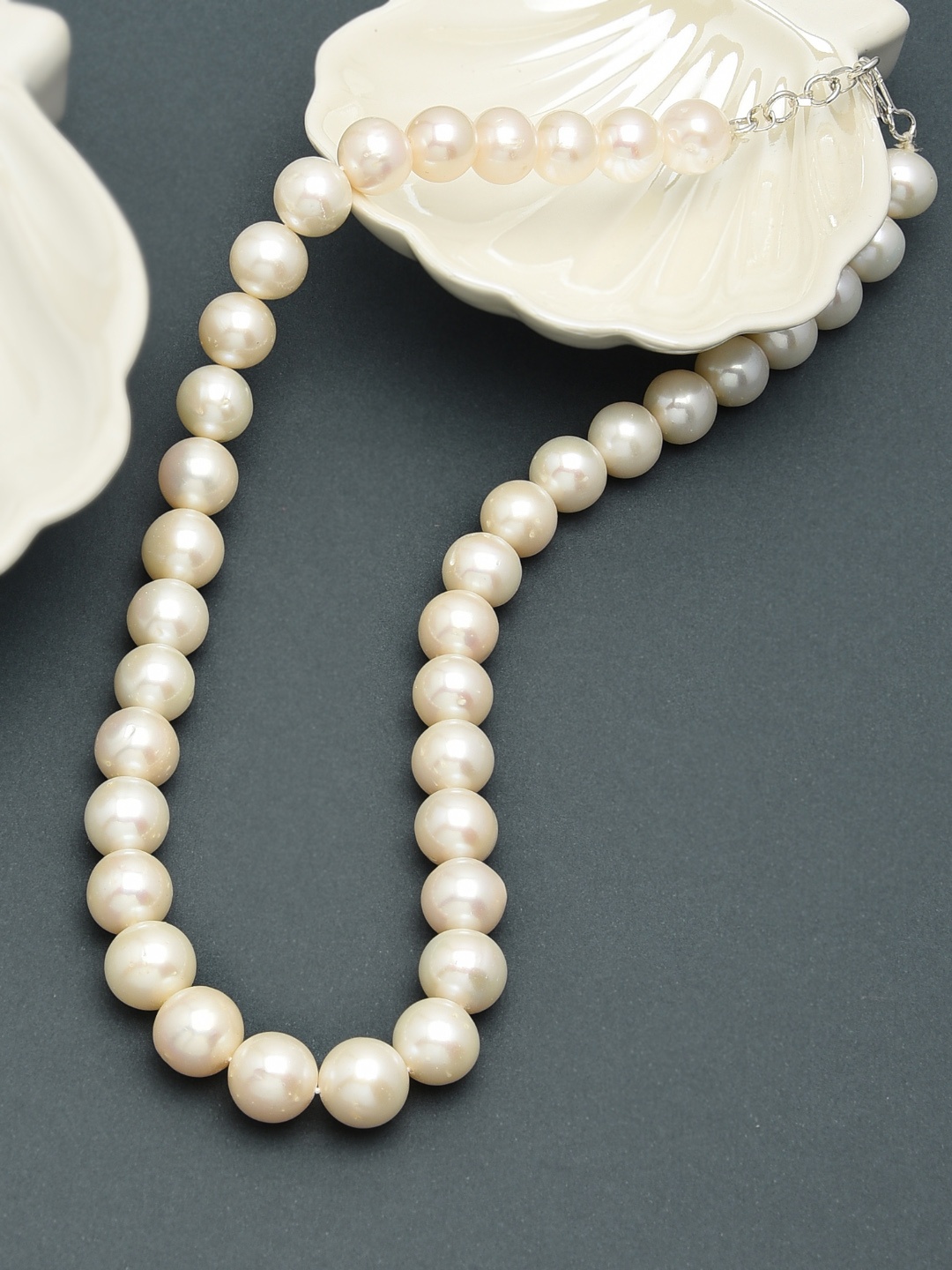 

Zaveri Pearls Fresh Water Round Pearls 11-12mm AAA+ Quality Necklace, White