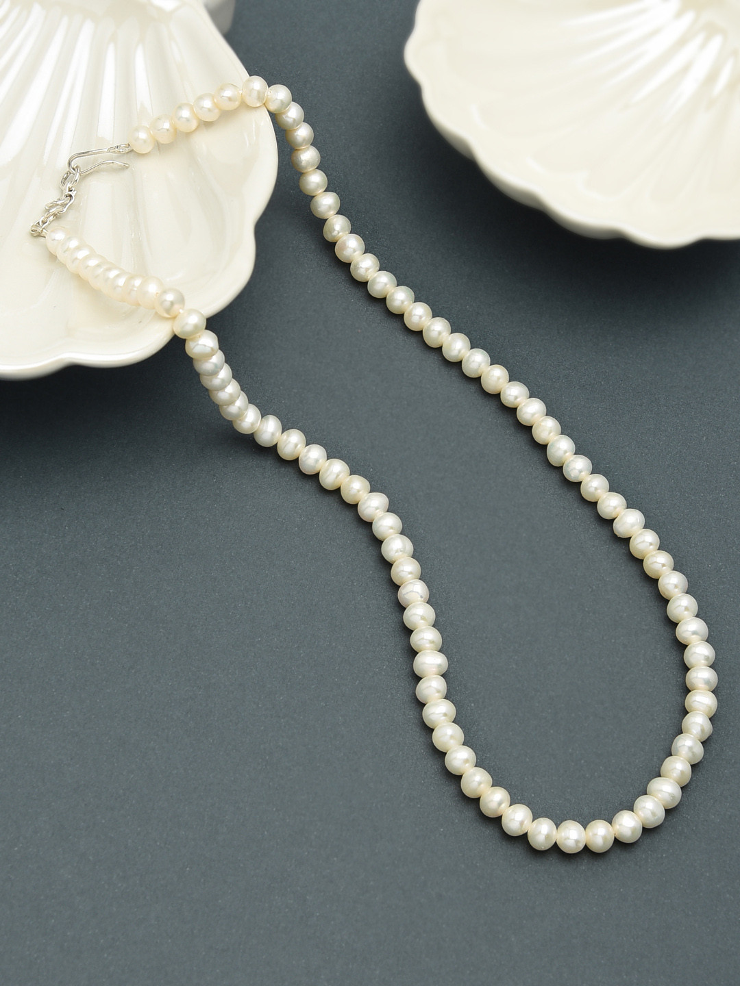 

Zaveri Pearls Fresh Water Round Pearls 5-6mm AAA+ Quality Necklace, White