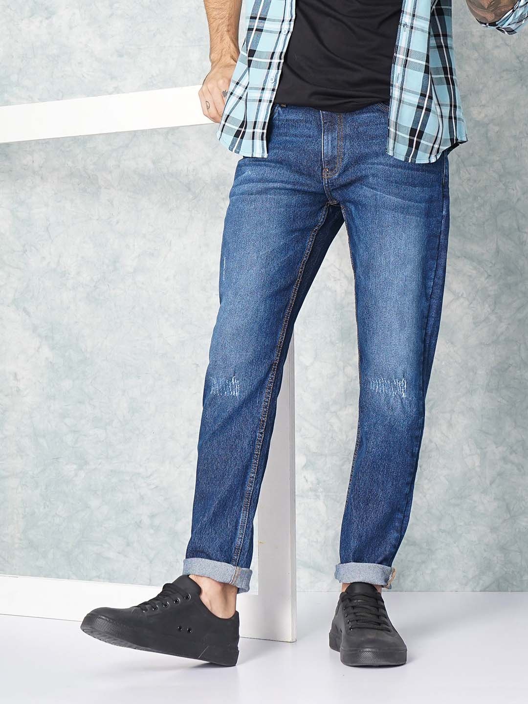 

The Indian Garage Co Men Blue Slim Fit Low-Rise Low Distress Stretchable Jeans