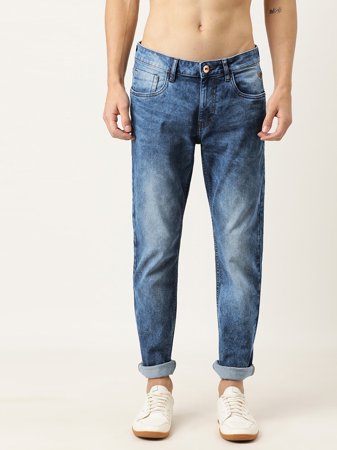 

Flying Machine Men Blue Tapered Fit Mid-Rise Clean Look Stretchable Jeans
