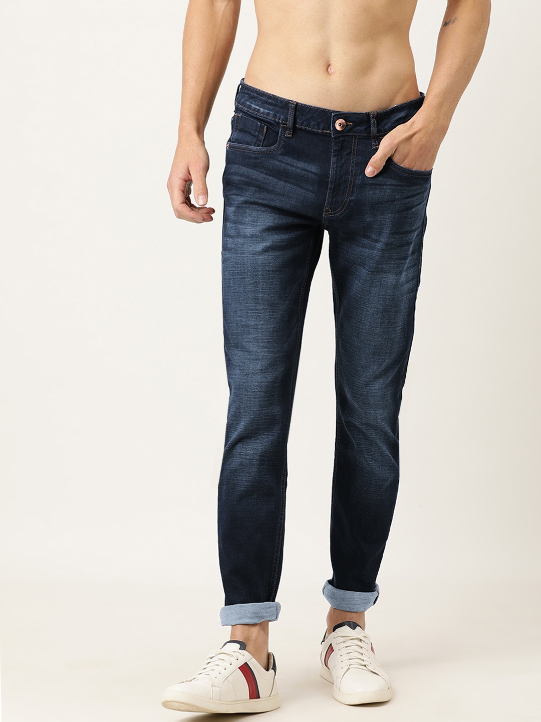 

Flying Machine Men Blue Tapered Fit Mid-Rise Clean Look Stretchable Jeans