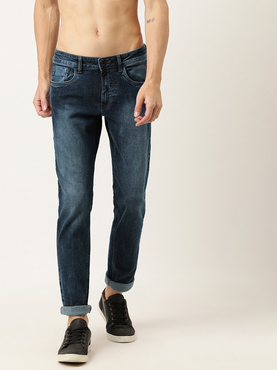 

Flying Machine Men Blue Michael Slim Tapered Fit Mid-Rise Clean Look Stretchable Jeans