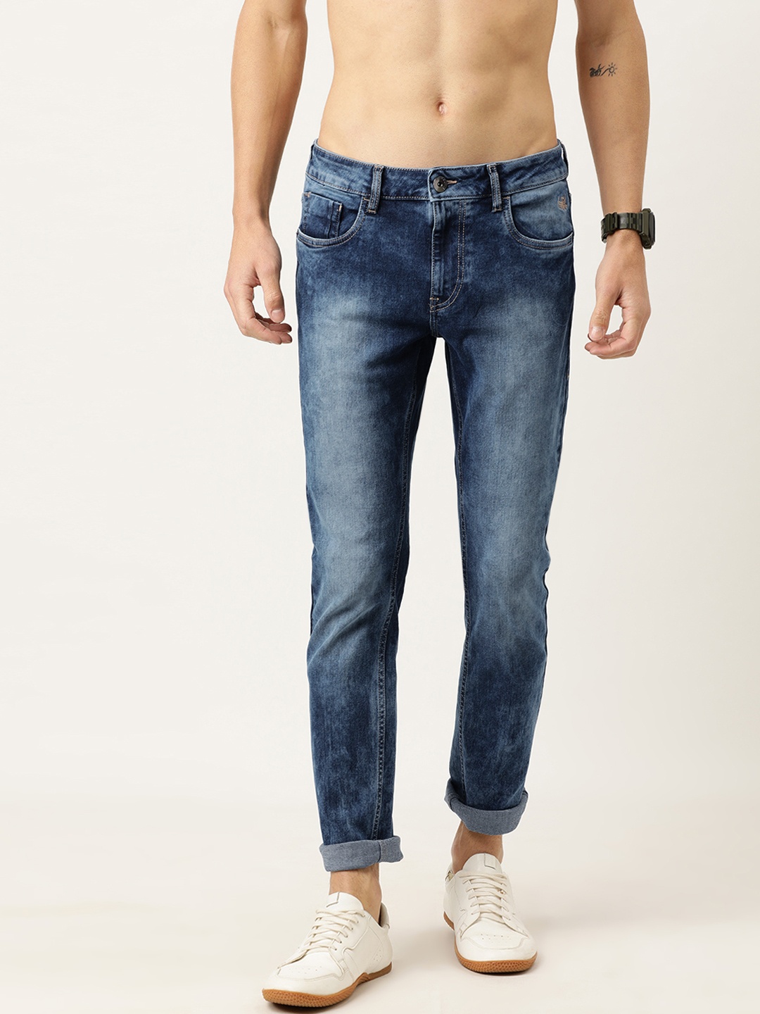 

Flying Machine Men Blue Tapered Fit Mid-Rise Clean Look Jeans