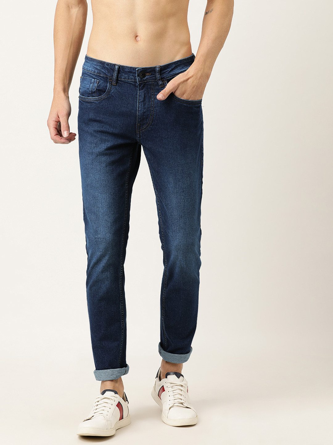 

Flying Machine Men Blue Michael Slim Tapered Fit Mid-Rise Clean Look Stretchable Jeans