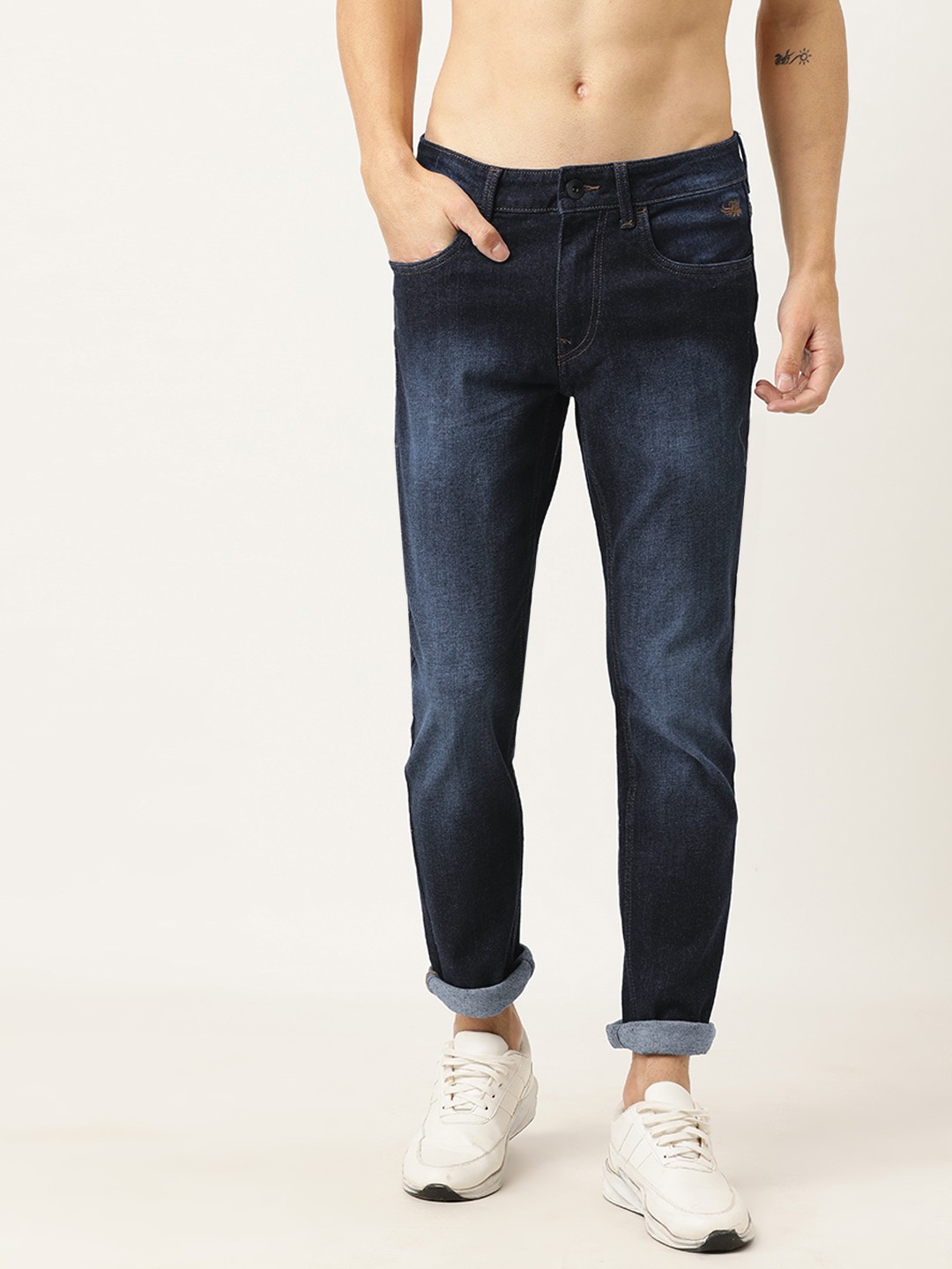 

Flying Machine Men Blue Tapered Fit Mid-Rise Clean Look Stretchable Jeans