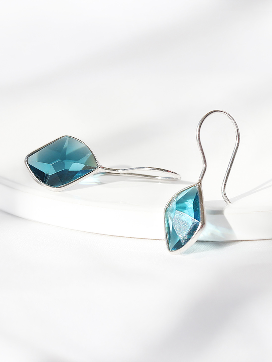 

GIVA 925 Sterling Silver Rhodium Plated Royal Blue Crystal Drop Earrings