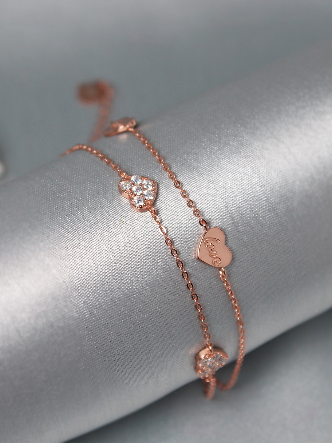

GIVA 925 Silver Rose Gold Layered Love Bracelet