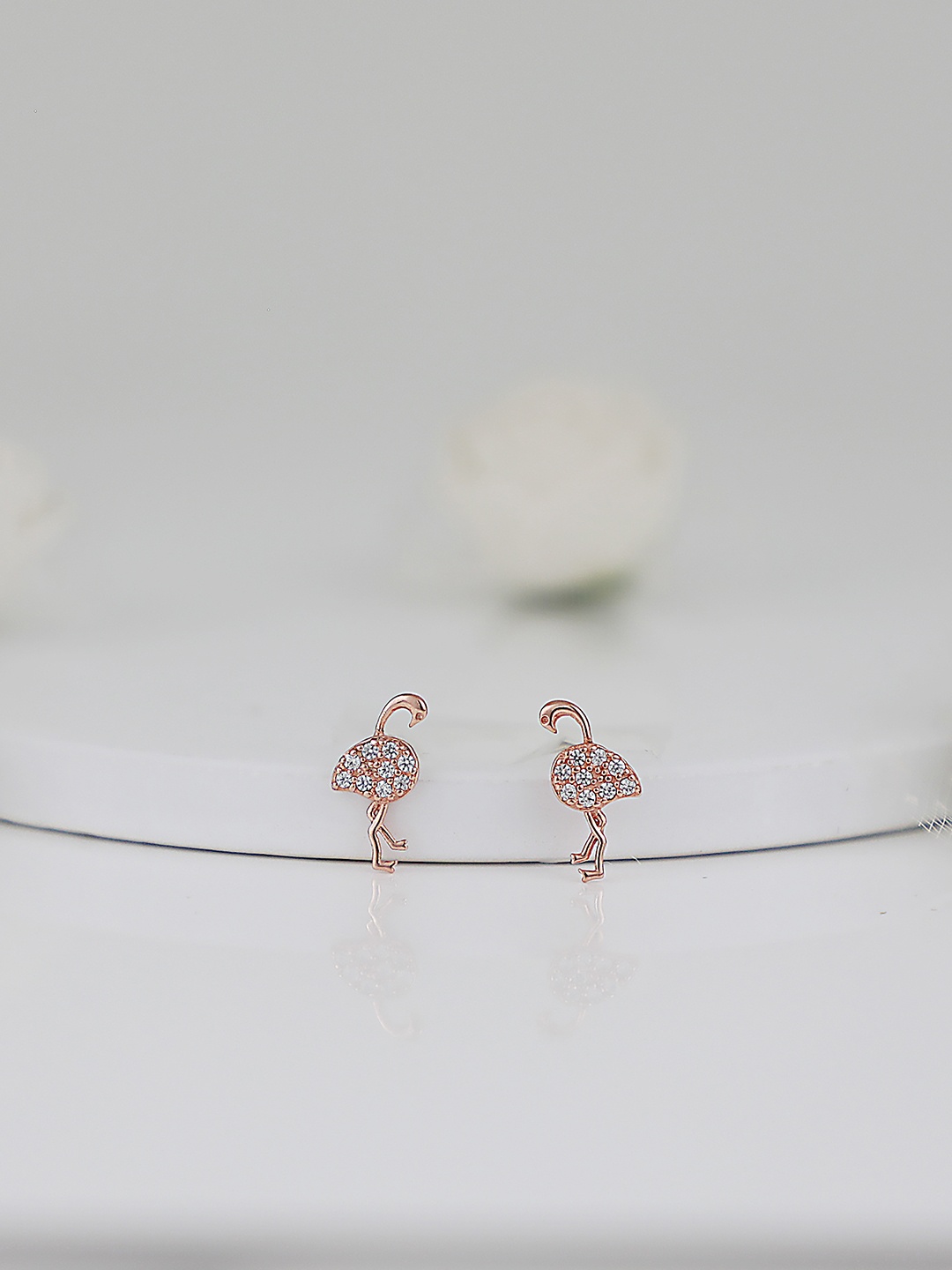 

GIVA 925 Sterling Silver Rose Gold-Plated Cubic Zirconia Flamingo Studs