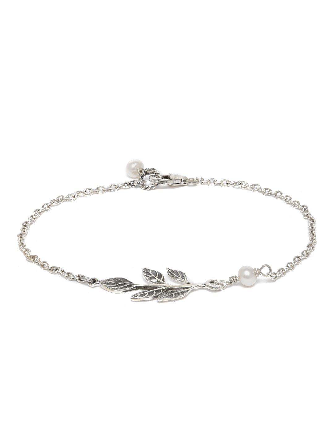 

GIVA 925 Silver Oxidised Silver Leaf Bracelet