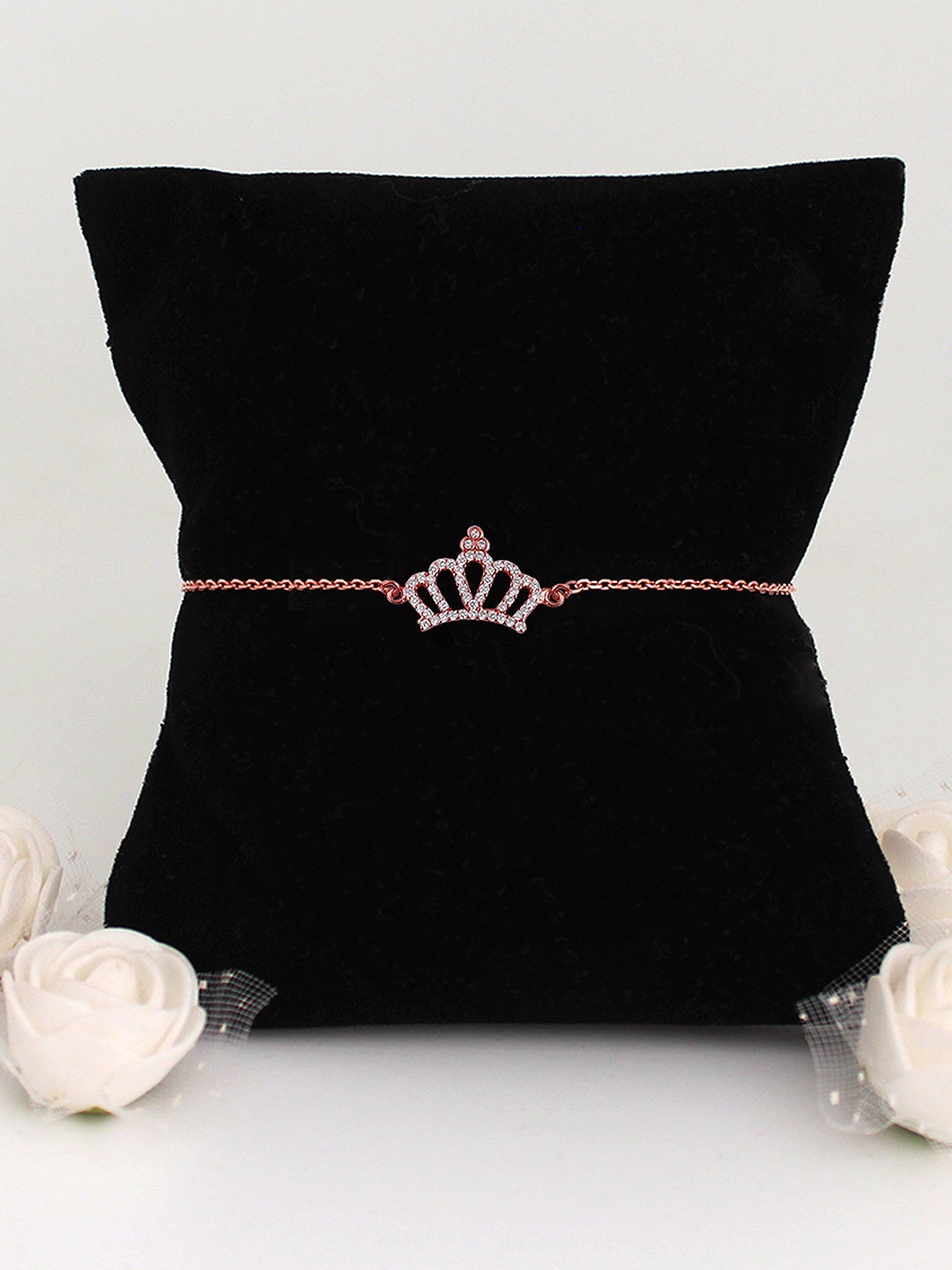 

GIVA 925 Sterling Silver Anjali's Queen Crown Adjustable Bracelet, Rose gold