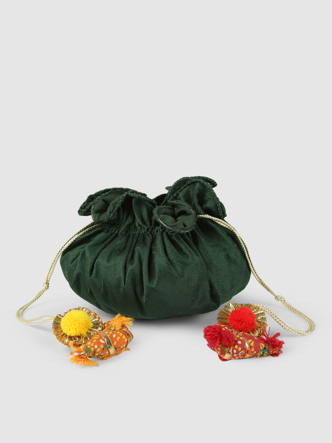

AccessHer Green Solid Potli