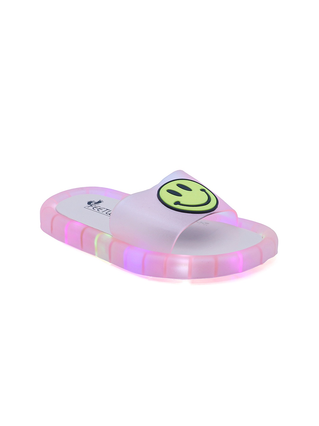 

FEETWELL SHOES Boys Pink & Yellow Printed Sliders