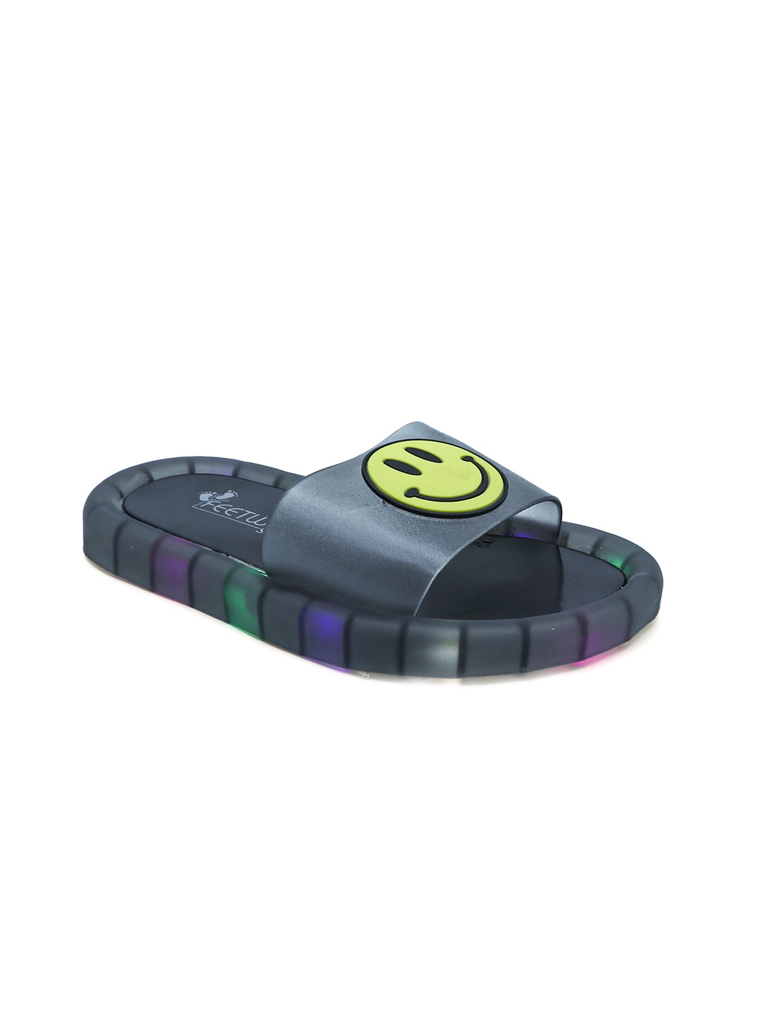 

FEETWELL SHOES Boys Black Solid Sliders