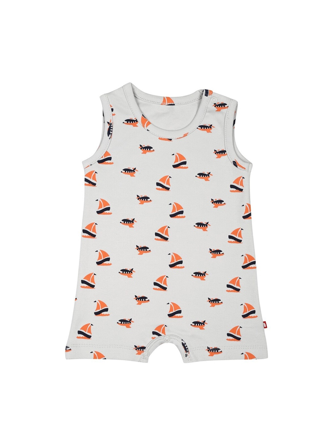 

Nino Bambino Infants Grey & Orange Organic Cotton Printed Sustainable Rompers