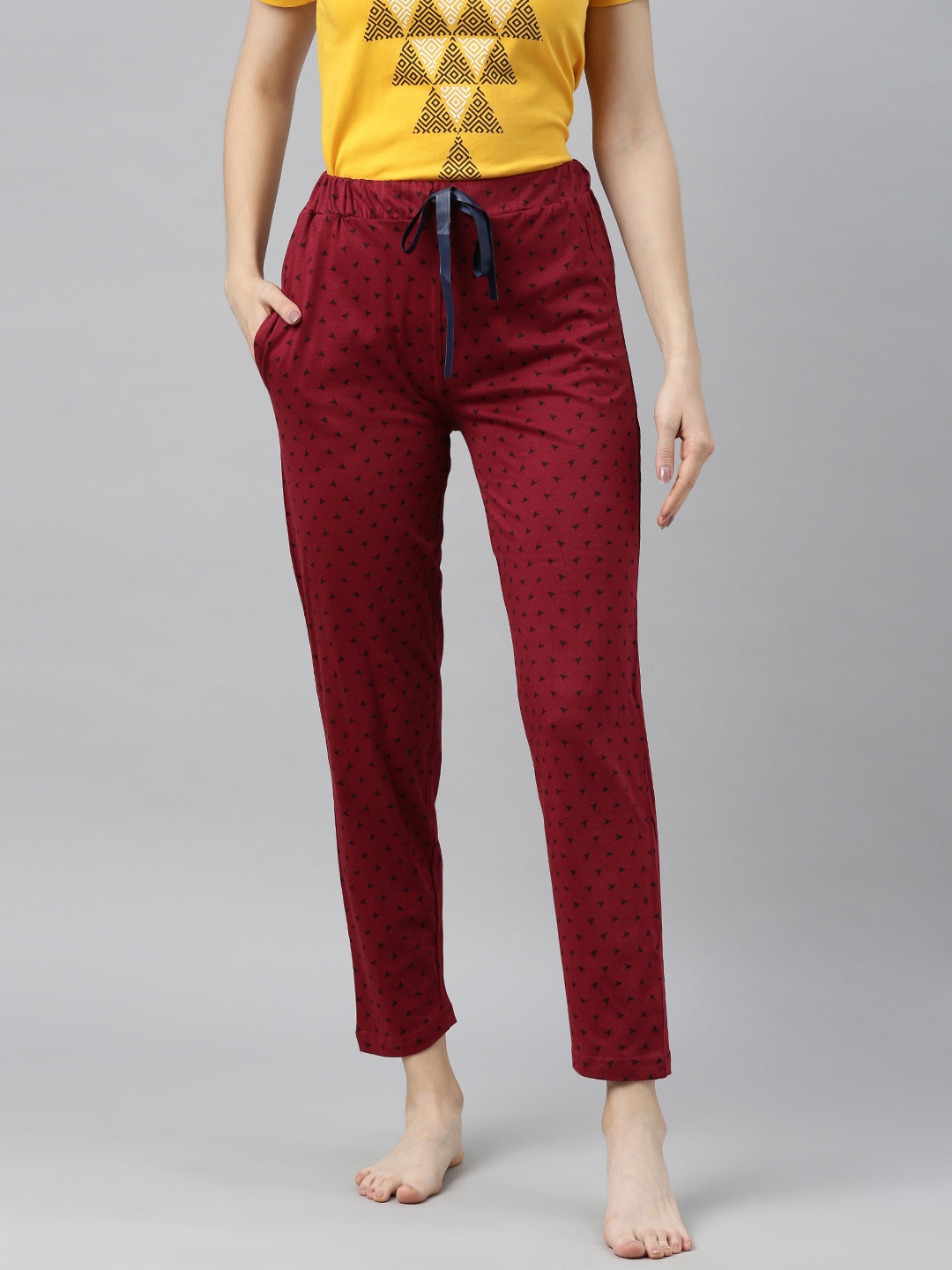 

Enviously Young Women Maroon Printed Lounge Pants