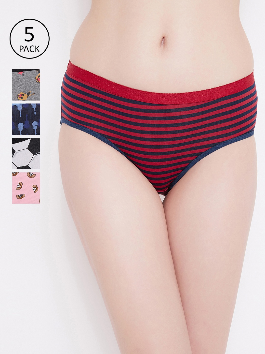

Clovia Women Pack of 5 Assorted Basic Briefs COMPNC796