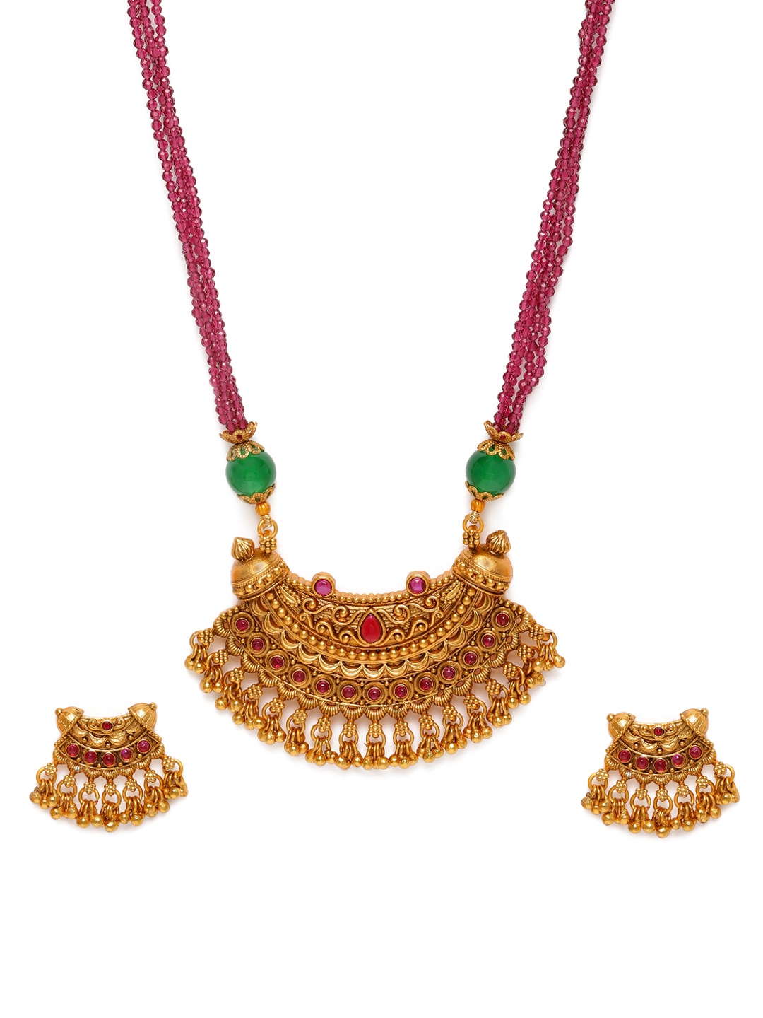 

AccessHer Red Gold-Plated Ruby Beaded Handcrafted Jewellery Set