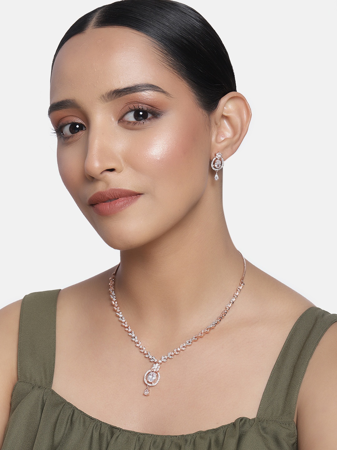 

AccessHer White Gold-Plated AD-Studded Handcrafted Jewellery Set