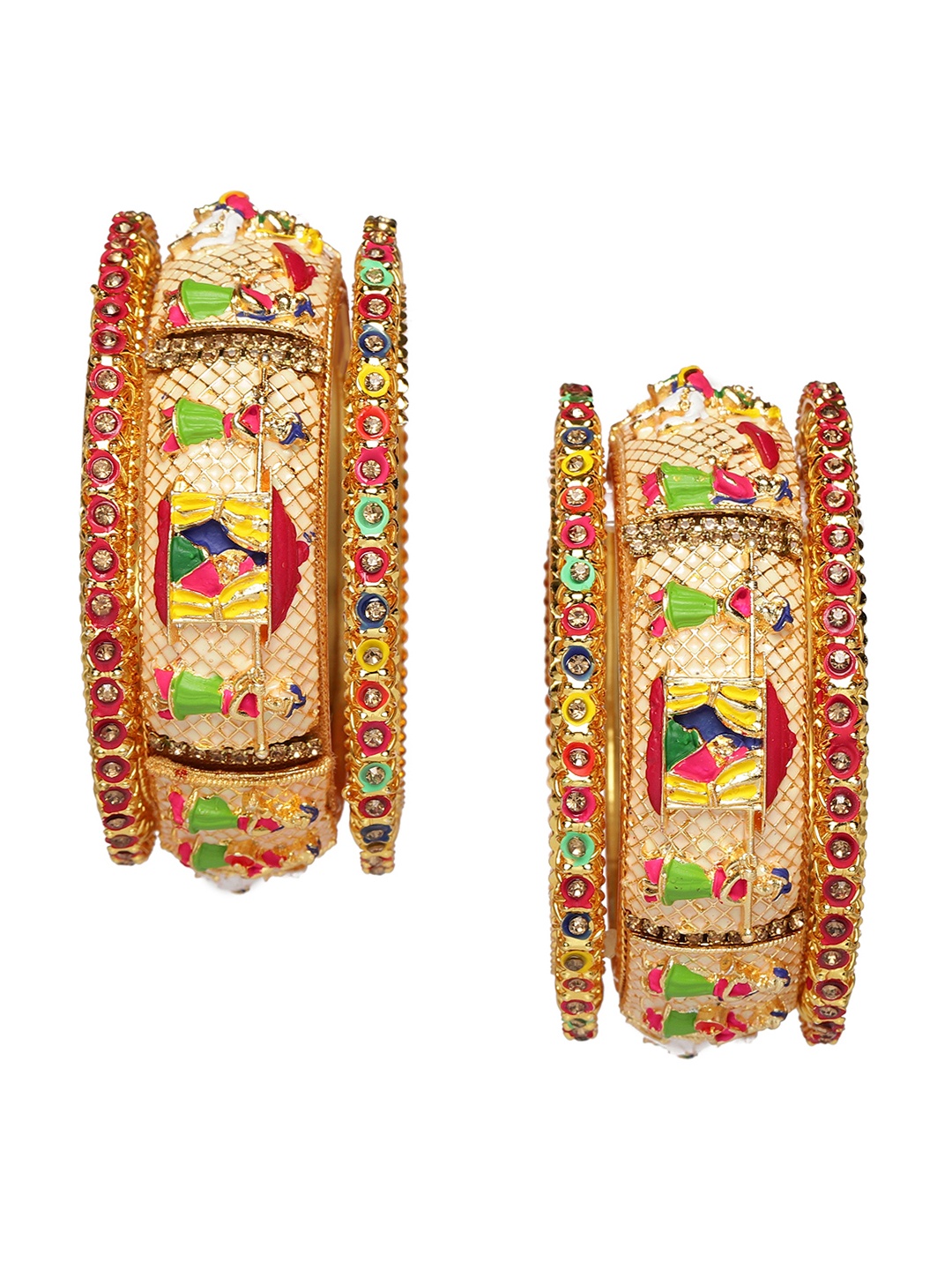 

AccessHer Set Of 6 Gold-Plated Embellished Studded Handcrafted Bangles