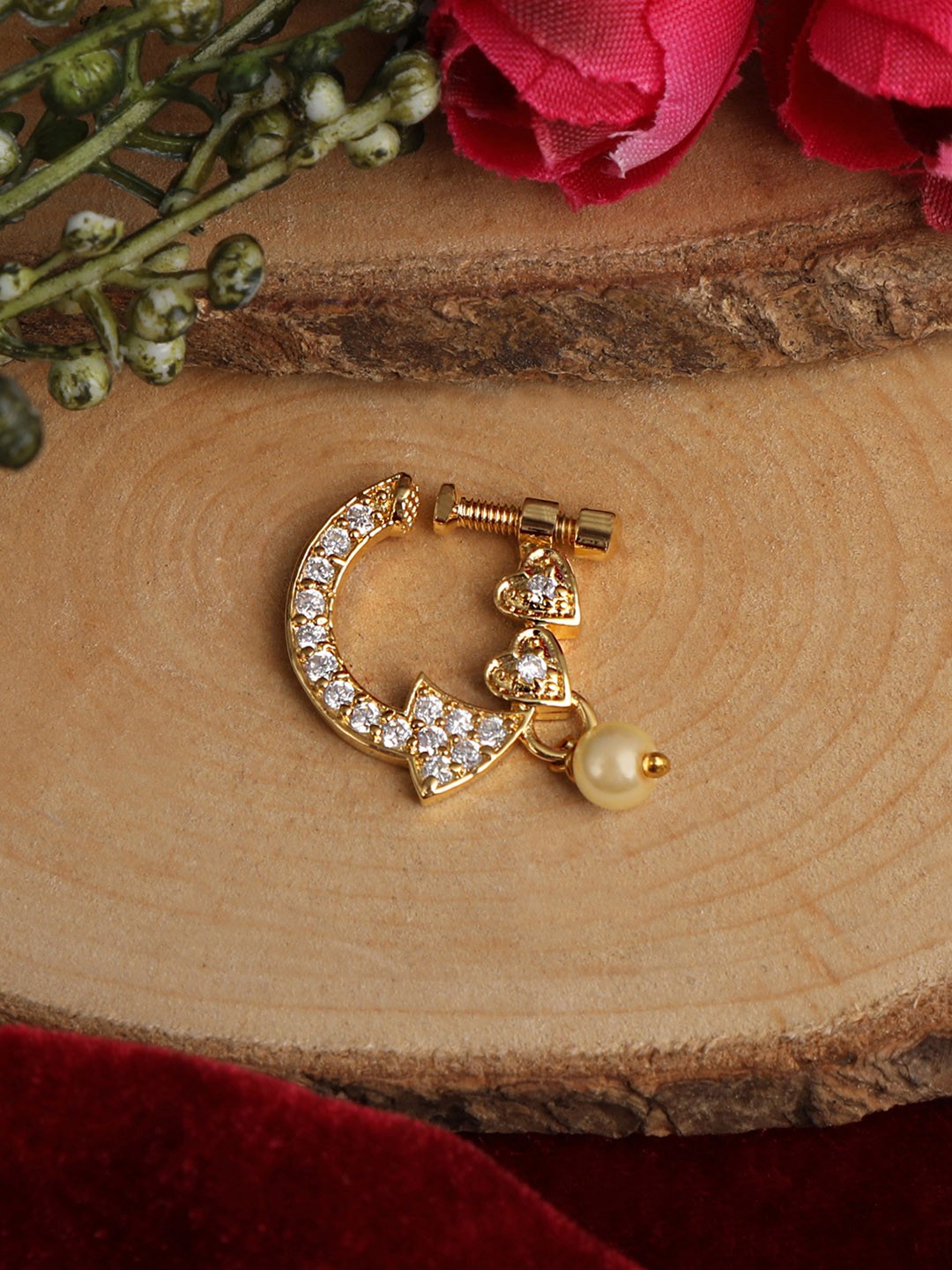 

AccessHer 14kt Gold Plated AD Studded Handcrafted Nose Ring