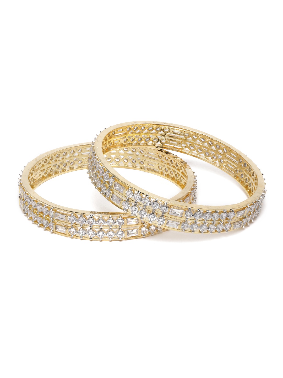 

AccessHer Set Of 2 White Gold-Plated AD Studded Handcrafted Bangles