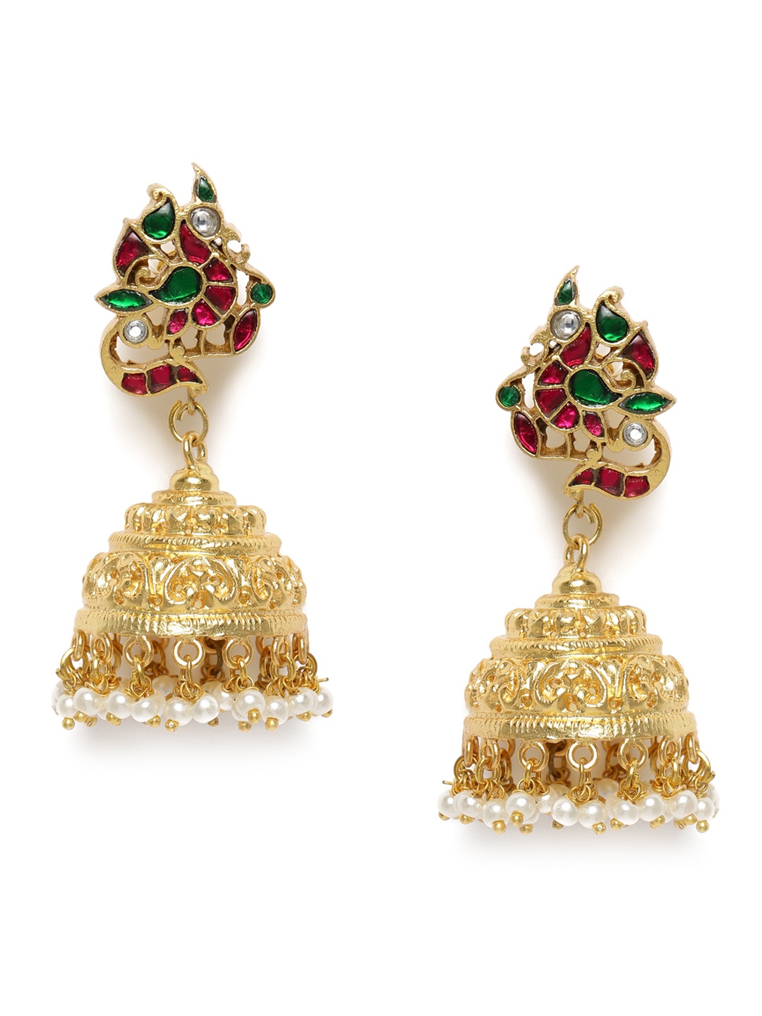 

AccessHer Gold-Plated Kundan Studded Jadau Dome Shaped Jhumkas