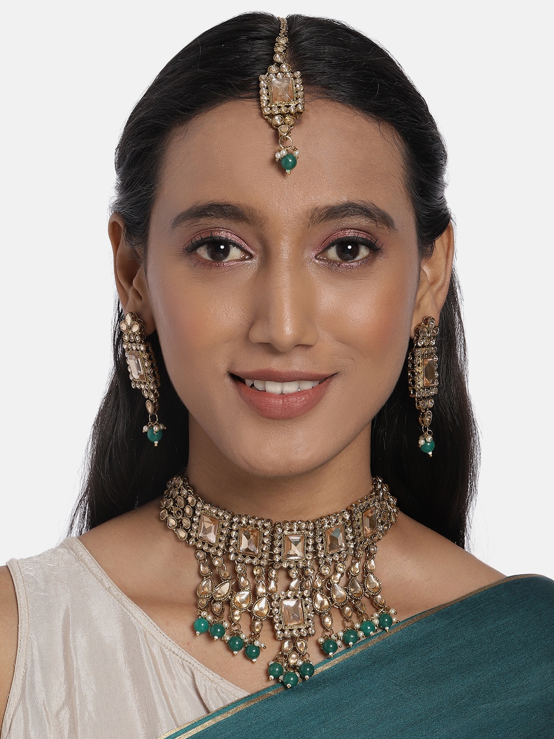 

AccessHer Gold-Plated AD-Studded Handcrafted Jewellery Set