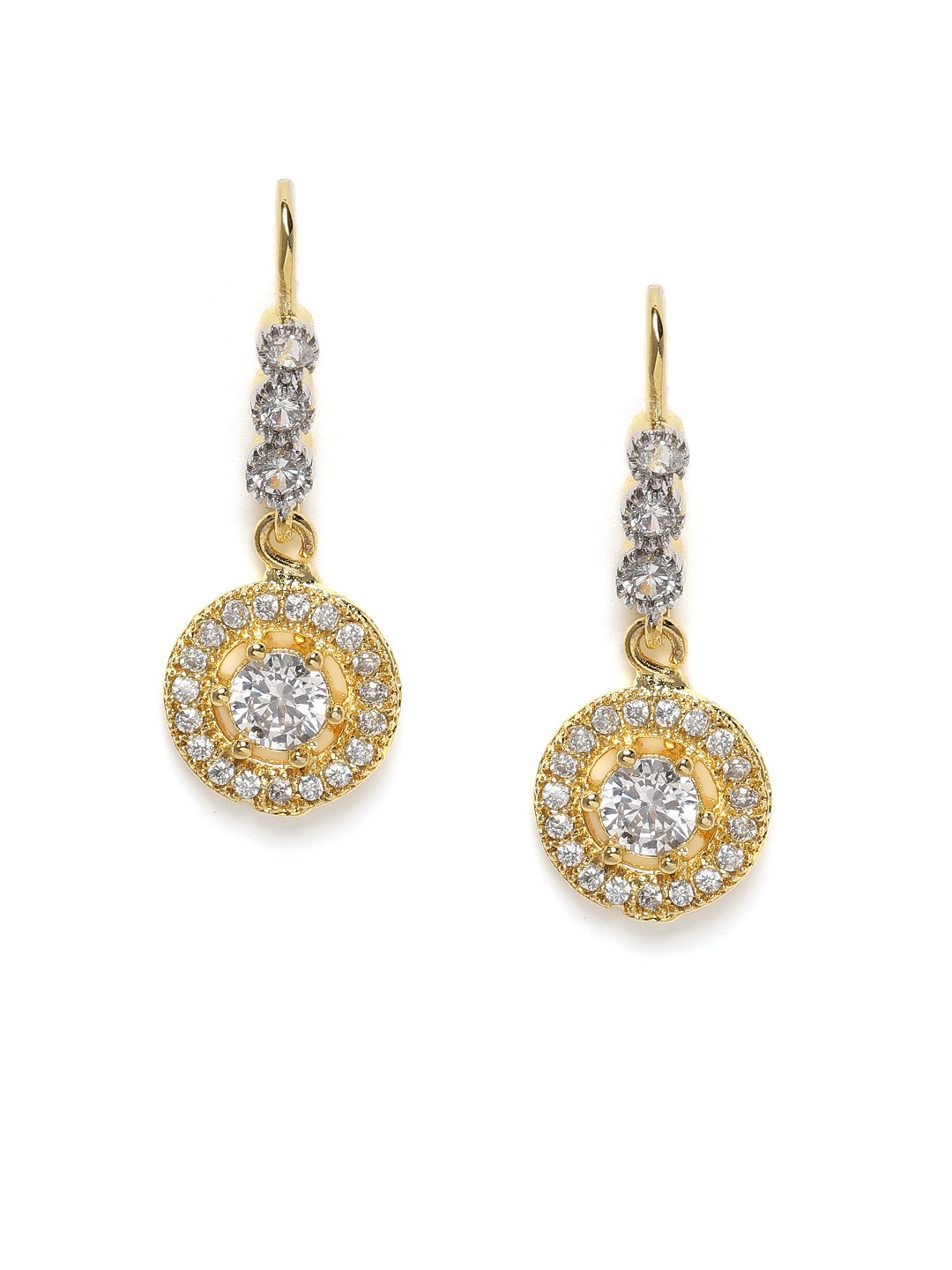 

AccessHer Gold-Plated AD Studded Circular Drop Earrings