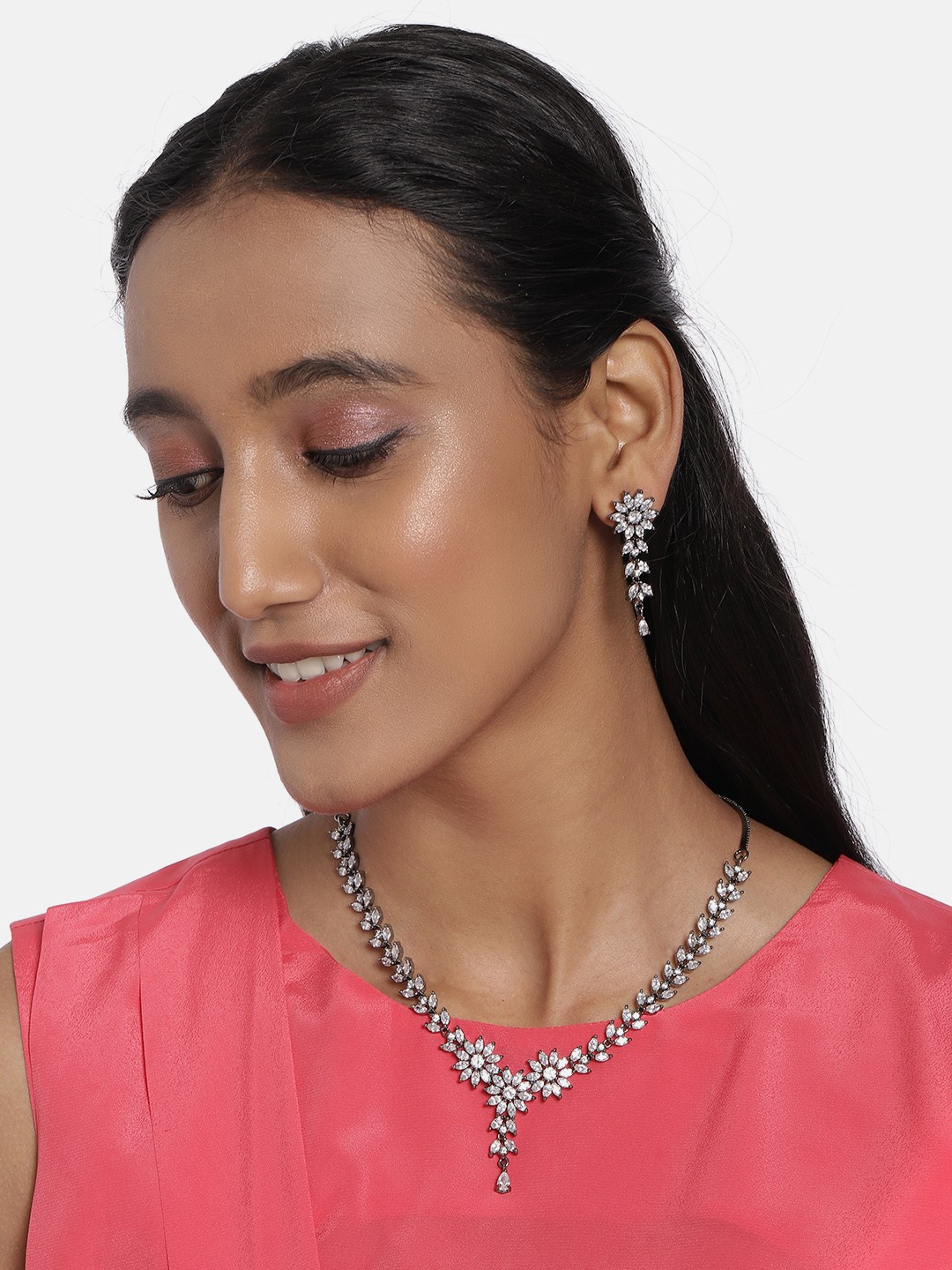 

AccessHer Silver-Plated AD-Studded Handcrafted Jewellery Set