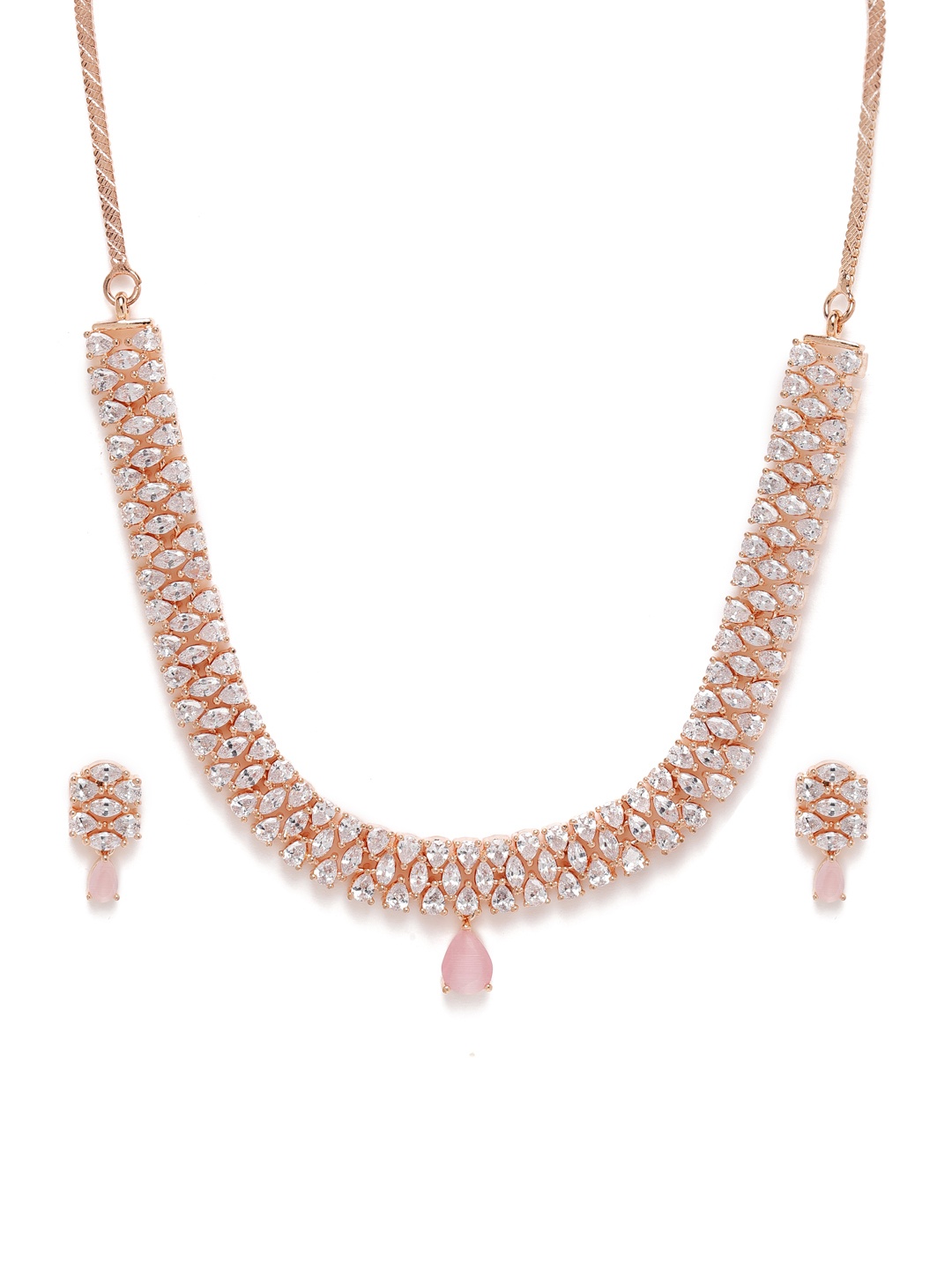 

AccessHer Gold-Plated AD-Studded Handcrafted Jewellery Set, Rose gold