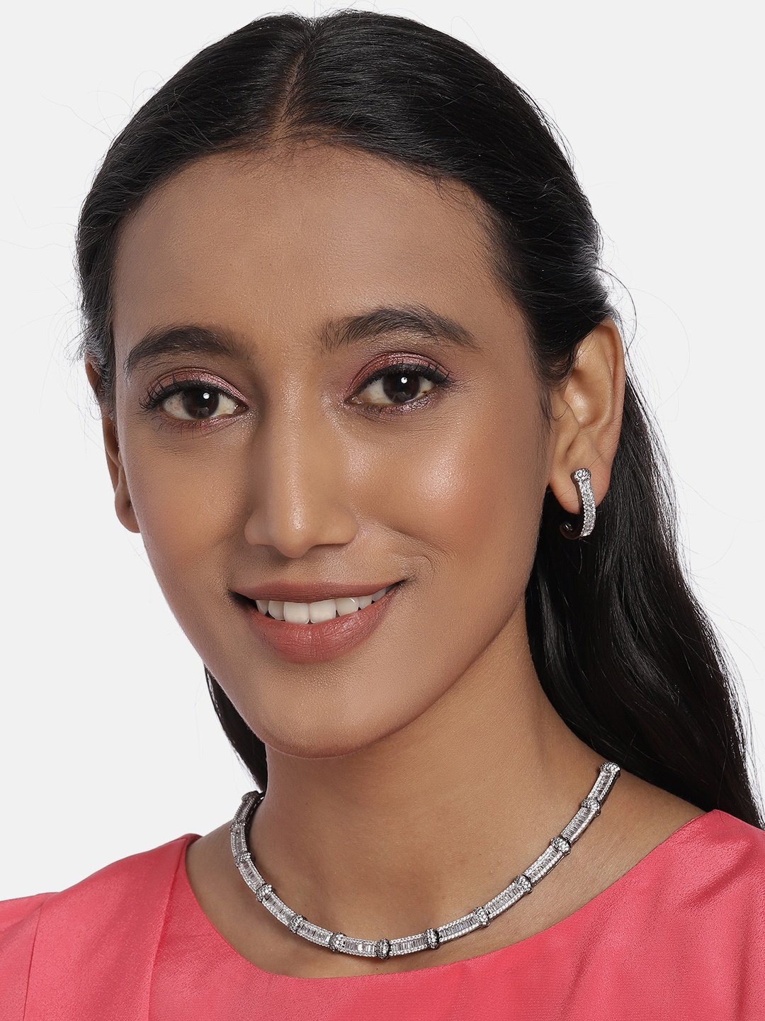 

AccessHer Silver-Plated AD Studded Handcrafted Jewellery Set