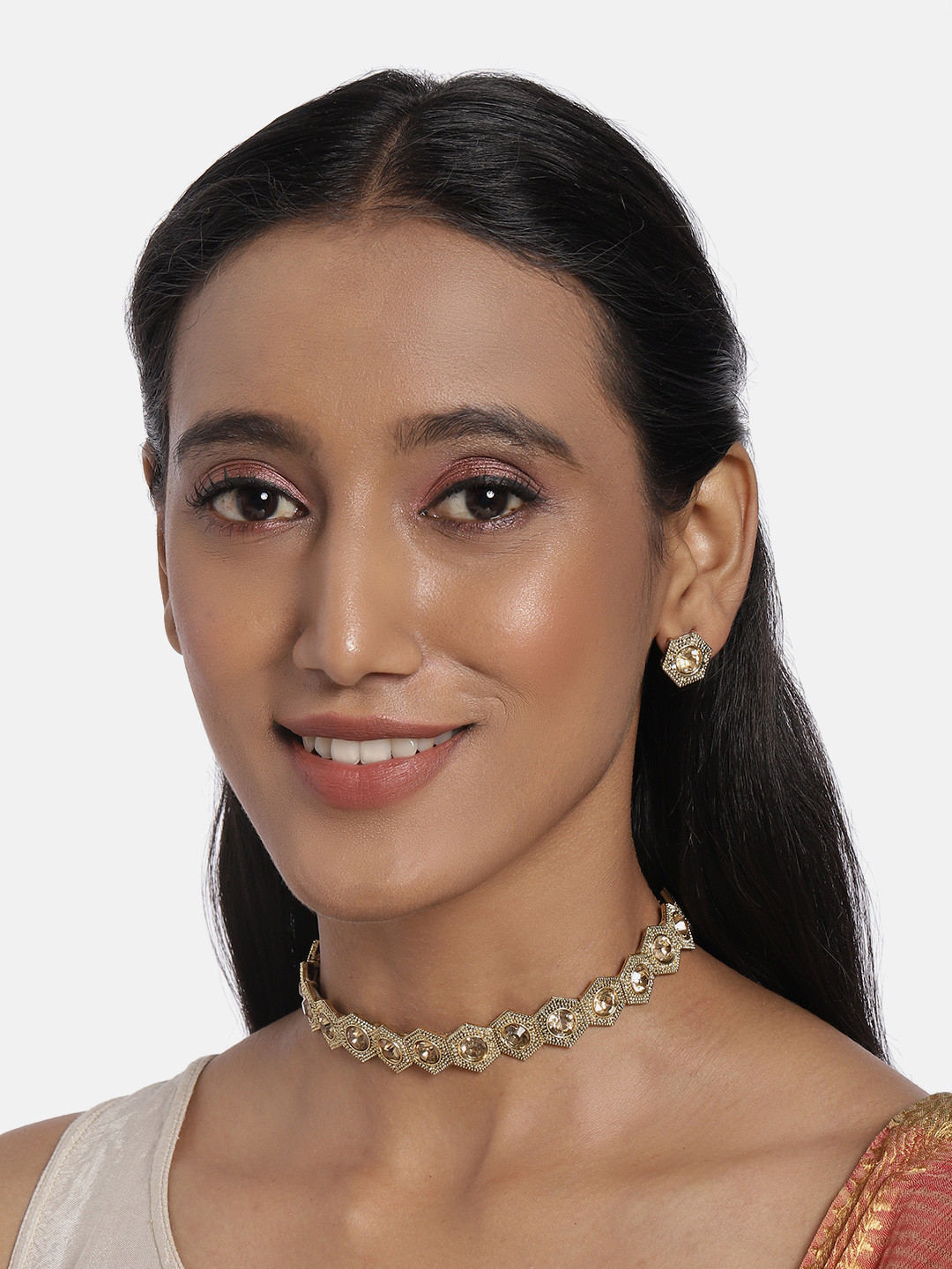 

AccessHer Gold-Plated AD Studded Choker Jewellery Set
