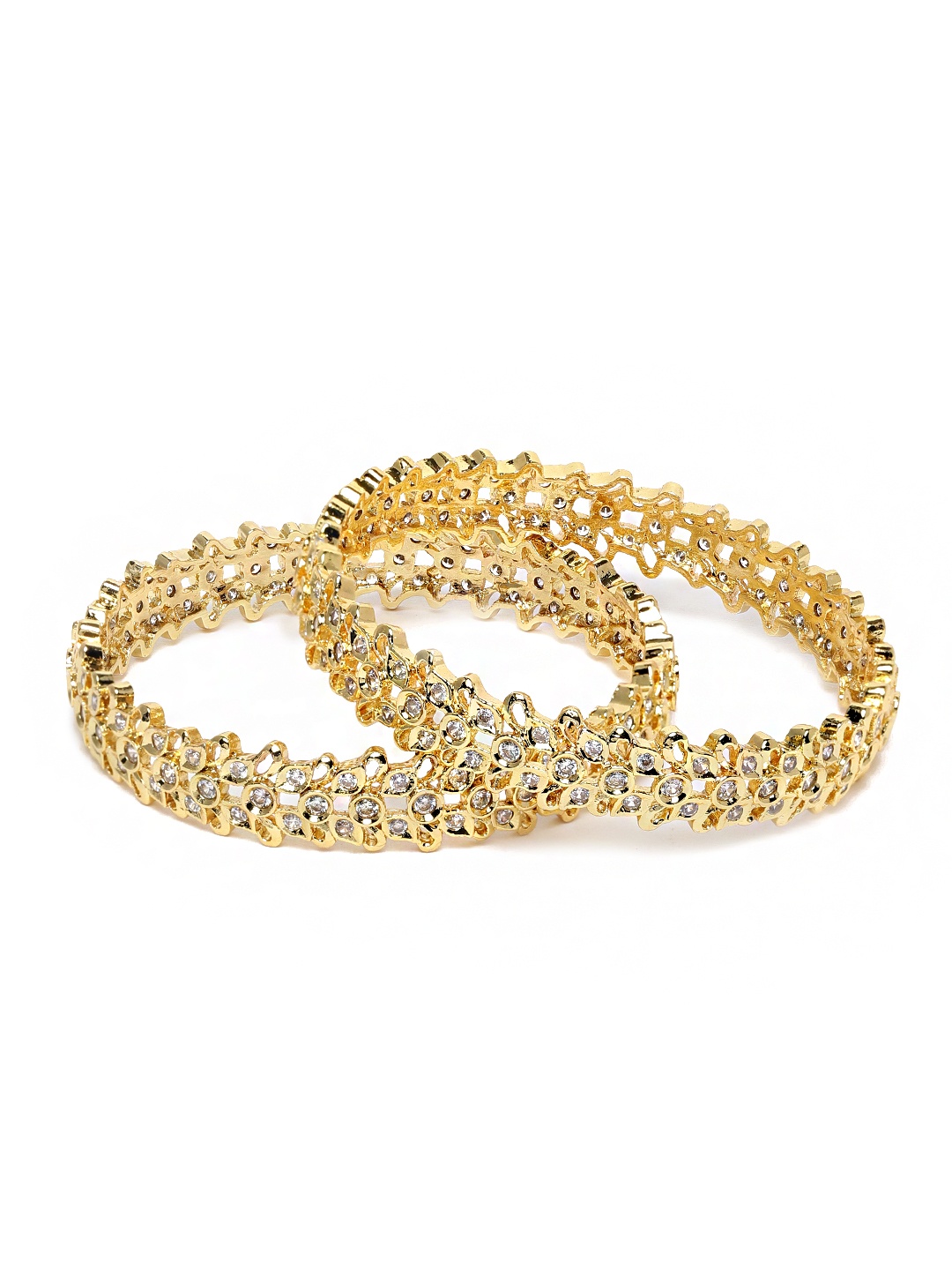 

AccessHer Set Of 2 Gold-Plated & White AD Studded Handcrafted Bangles